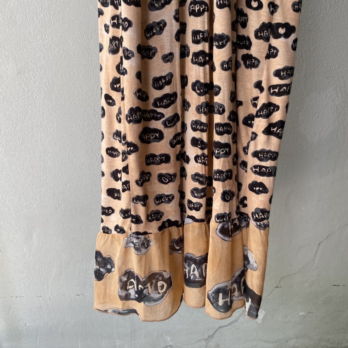 Tsumori Chisato Tsumori Chisato Beige Printed Dress Puff Sleeves Tie Neck Size XS / US 0-2 / IT 36-38 - 22 Thumbnail