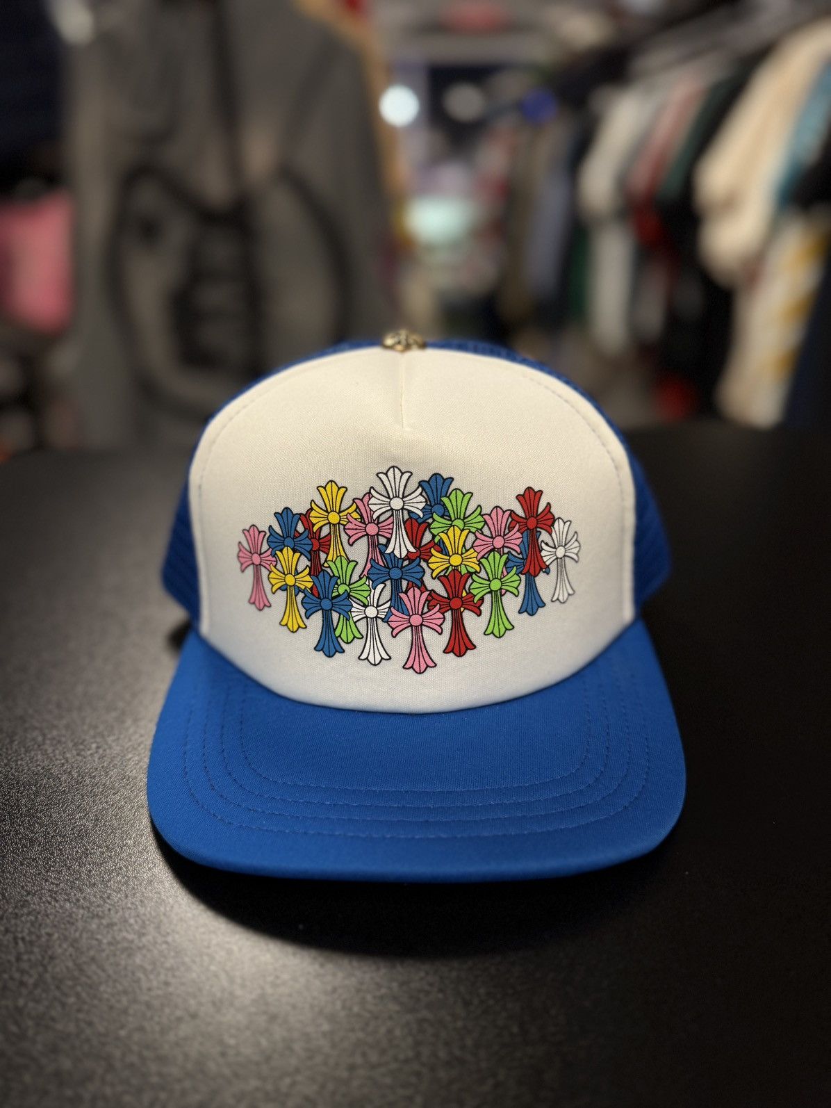 Chrome Hearts Chrome Hearts Blue Multi Cross SnapBack Colorful | Grailed