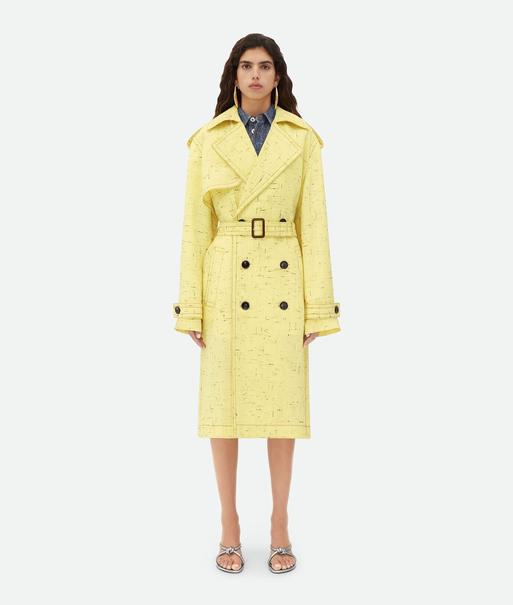 Bottega Veneta o1bcso1str0725 Textured Criss-Cross Viscose Silk Coat Size M / US 6-8 / IT 42-44 - 4 Thumbnail