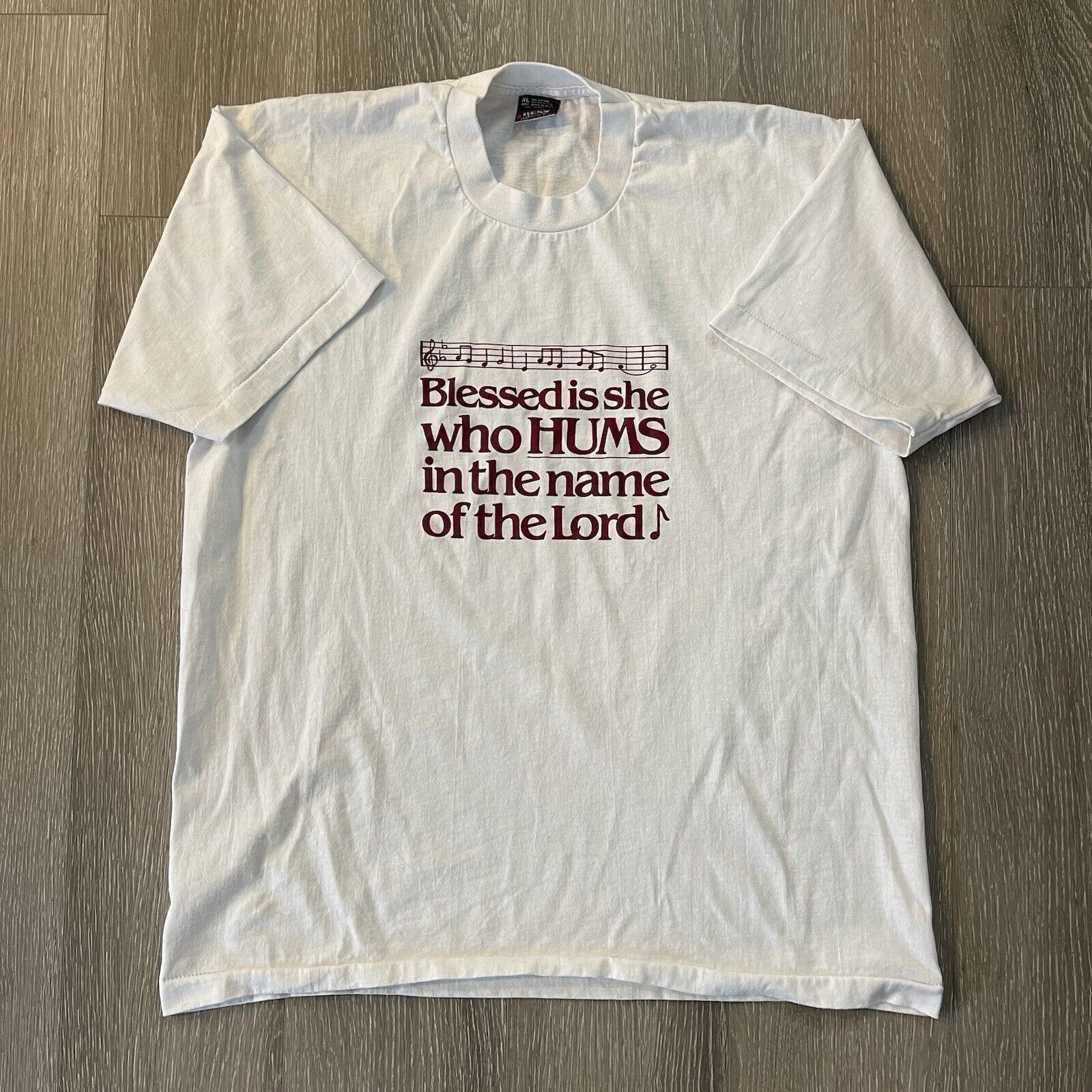 Fruit Of The Loom Vtg Blessed Is She Who Hums SIZE XL 50/50 Made In USA Rare Size US XL / EU 56 / 4 - 2 Thumbnail