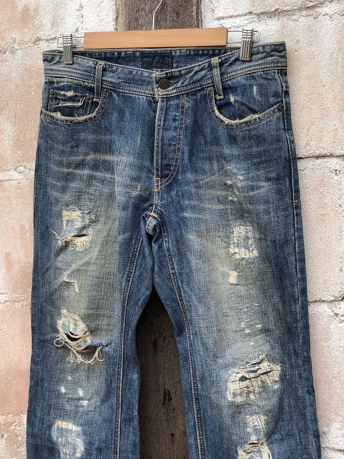 Japanese Brand Rage Blue Jeans Destress Denim Size US 31 - 5 Thumbnail