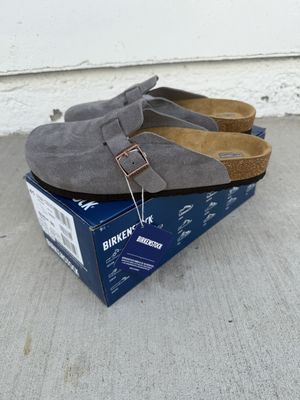 Birkenstock Boston - Sabot En Daim Velours Gris - Taille 45 EU - Fabriqué En Allemagne