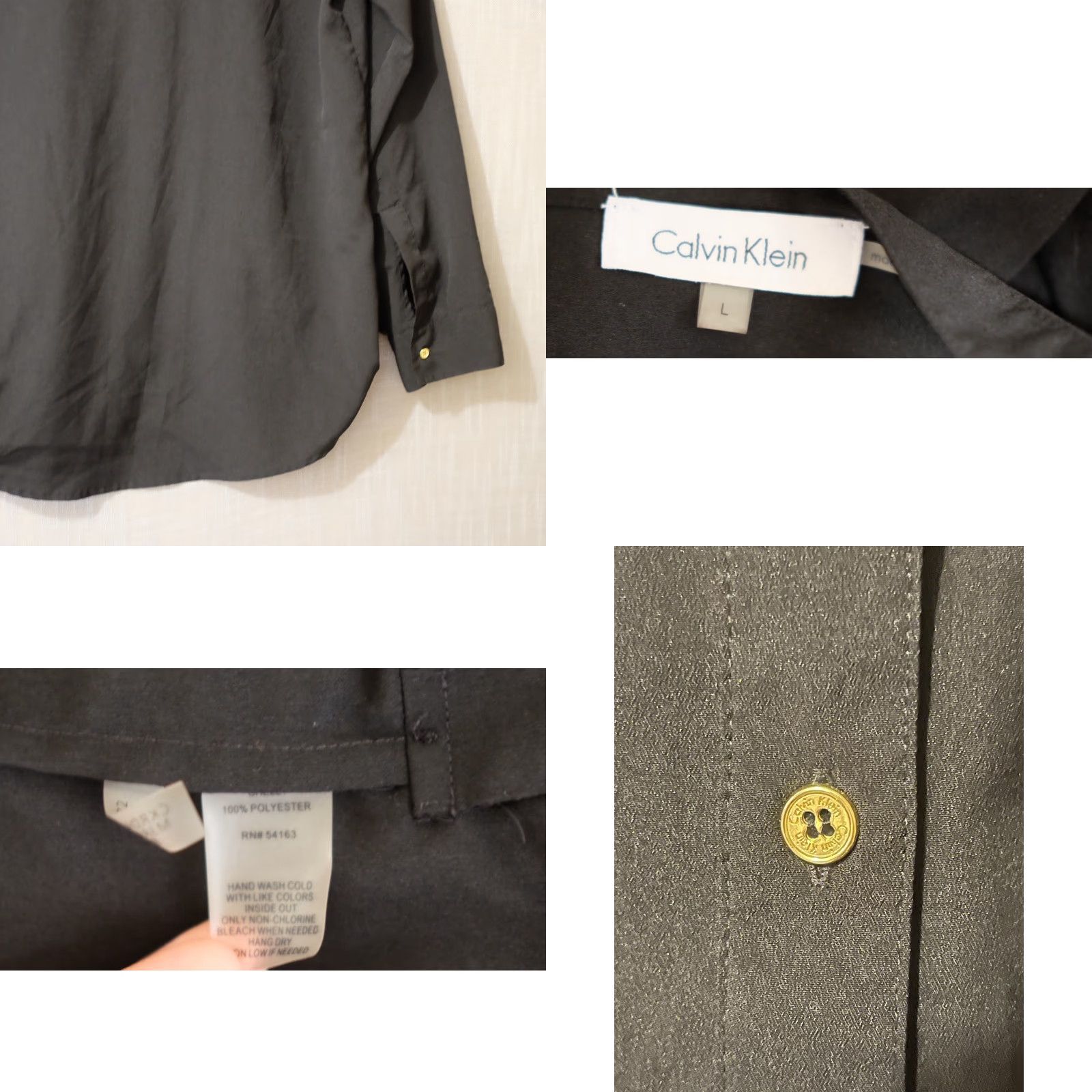 Calvin Klein Calvin Klein Button-Down Shirt Front Pocket Gold Button Womens L Black Button-Up Shirt Womens L Modern Basic Casual Workwear Vintage No N/A Size L / US 10 / IT 46 - 8 Thumbnail
