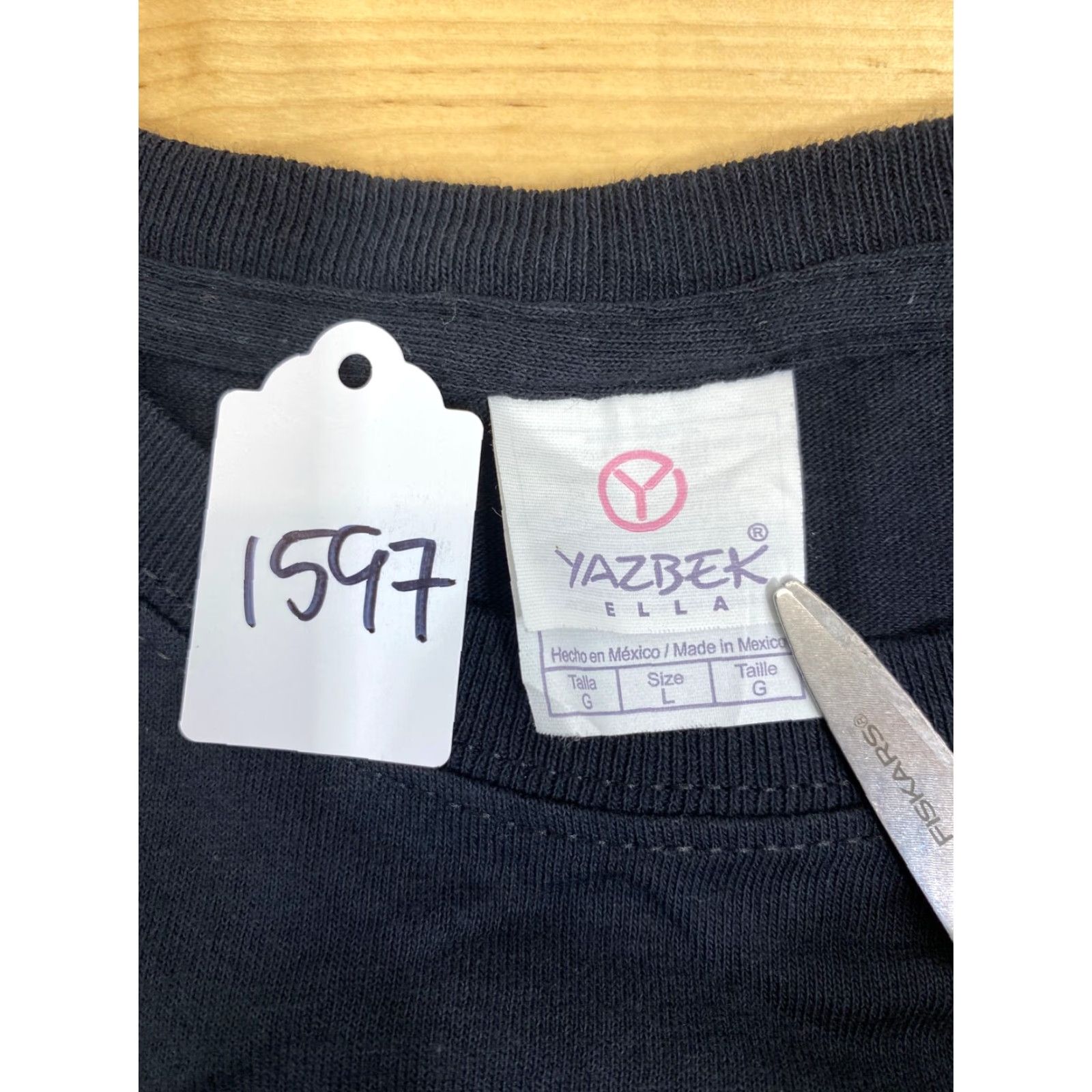 Vintage Yazbek Logo Shirt Black Short Sleeve Cotton Crew Neck Women's L Size 36" / US 14 / IT 50 - 4 Thumbnail
