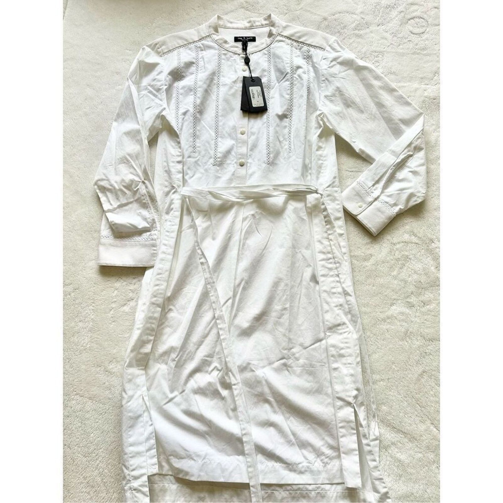Rag & Bone Rag & Bone WALTA White Embroidered Belted Shirtdress XS Size XS / US 0-2 / IT 36-38 - 3 Thumbnail