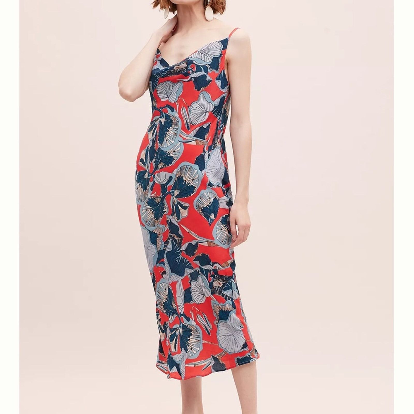 Anthropologie Anthropologie Monstera Slip Dress by Bl-nk London – Red/Blue Size S / US 4 / IT 40 - 1 Thumbnail