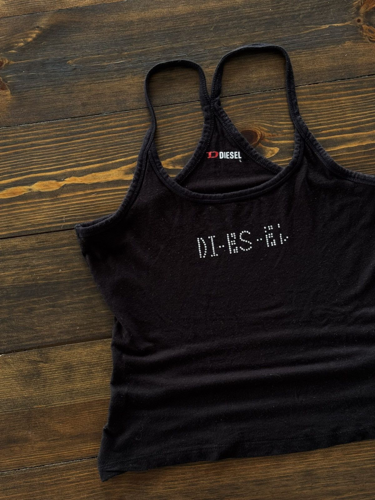 Y2K Diesel Sexy Rhinestones Logo Crop Top