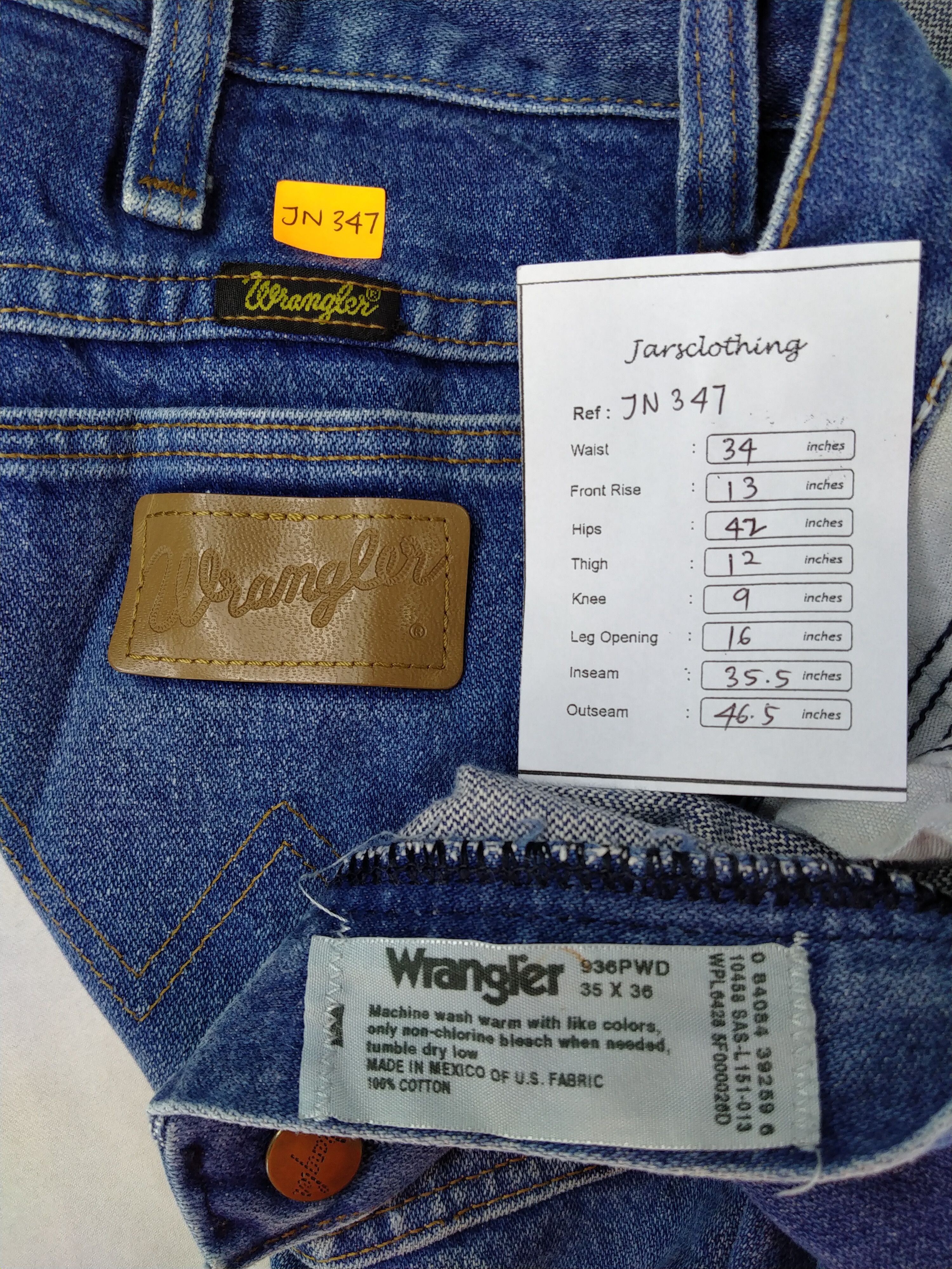 Vintage Distressed Wrangler Denim 34x35.5 -JN347 Size US 34 / EU 50 - 8 Thumbnail
