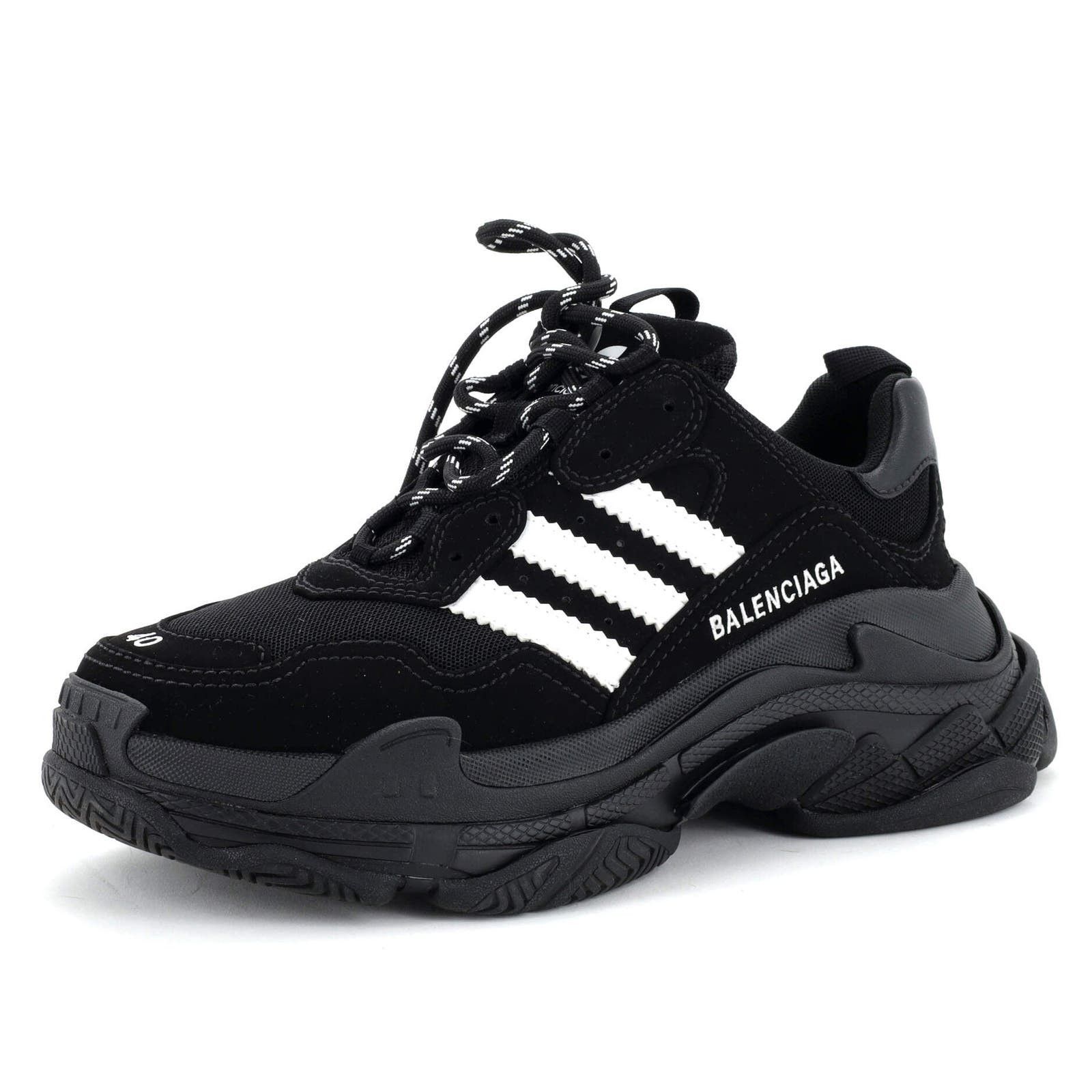 image of X Adidas Men's Triple S Sneakers Fabric And Mesh With Faux in Black (Size 7)
