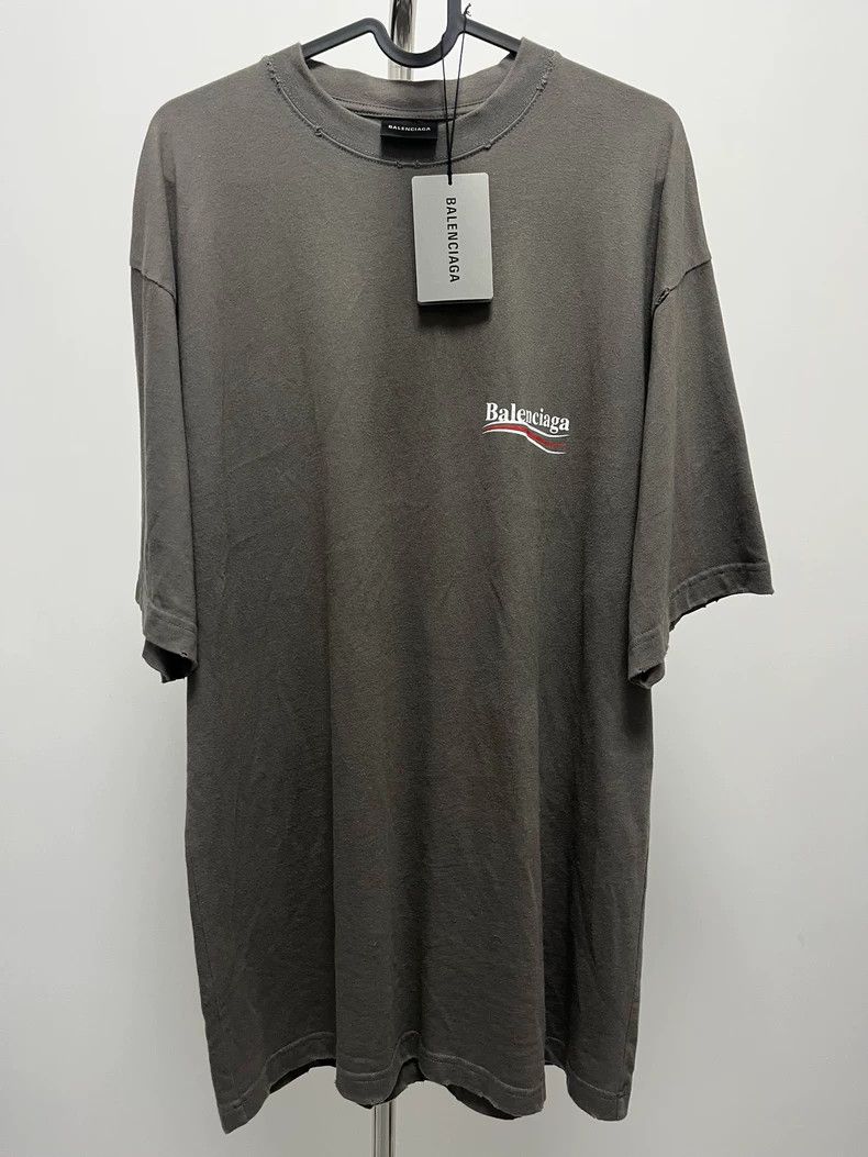 Balenciaga Balenciaga Gray Worn Printed Crack Crack Coke Short Sleeve Size US XXS / EU 40 - 1 Thumbnail