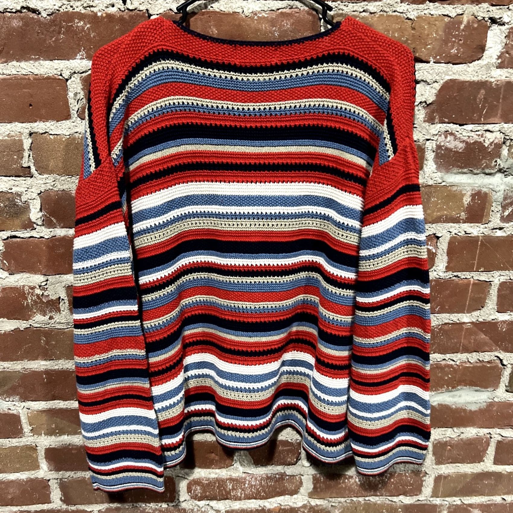 Vintage VINTAGE St. John's Bay Sweater Womens Plus 2XL Red Blue Striped Crew Neck Long Sleeve Button Pullover Wool Knit USA Size XXL / US 16-18 / IT 52-54 - 3 Thumbnail