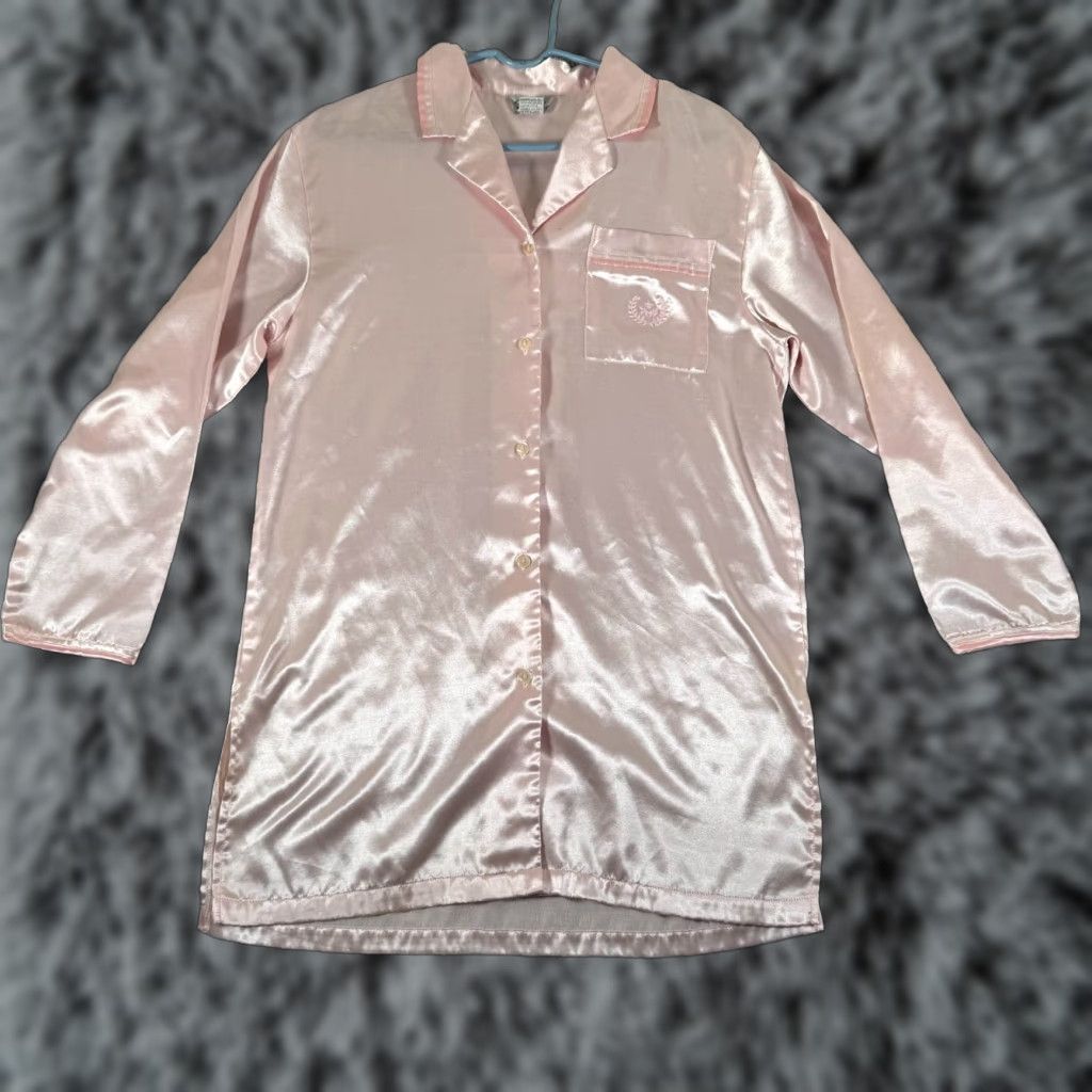 Vintage VINTAGE Kathryn Satin Nightgown Womens Small 90s Y2K Embroidery Pink Satin Nightgown 90s Womens Small Pastel Size ONE SIZE - 1 Thumbnail