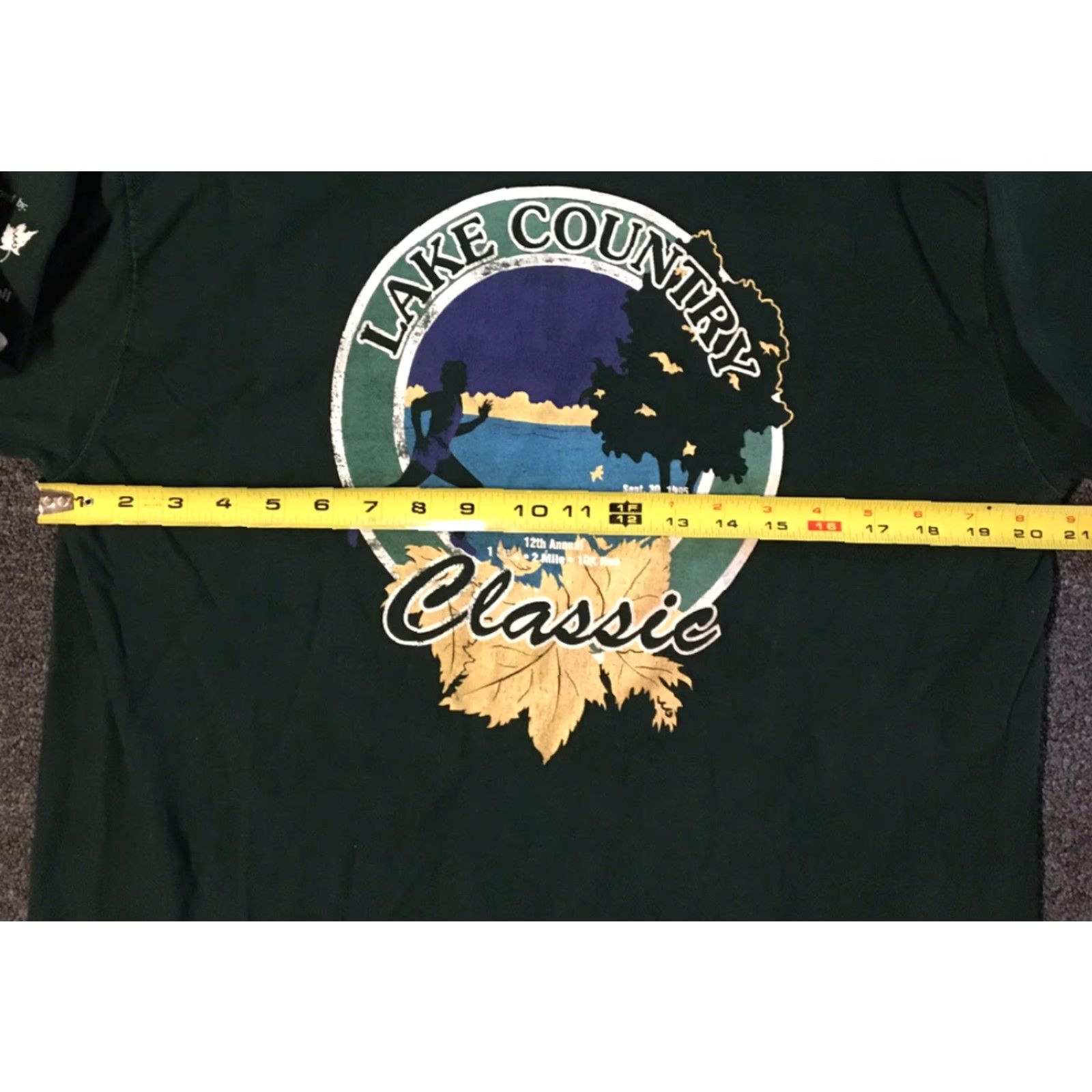 Fruit Of The Loom VINTAGE 90s Minnesota Otter Tail Lake Marathon Shirt Long Sleeve Green USA Fruit of the Loom Men Large Graphic Tee Grunge Style Size US L / EU 52-54 / 3 - 5 Thumbnail