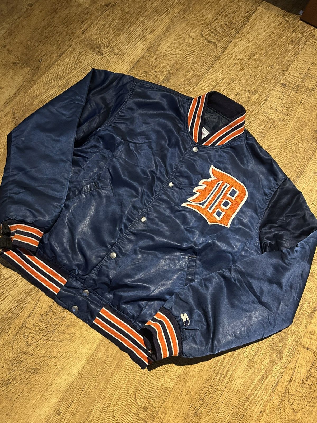 Starter Vintage Detroit Tigers Satin Bomber Jacket 90s MLB Diamond Size US L / EU 52-54 / 3 - 2 Thumbnail