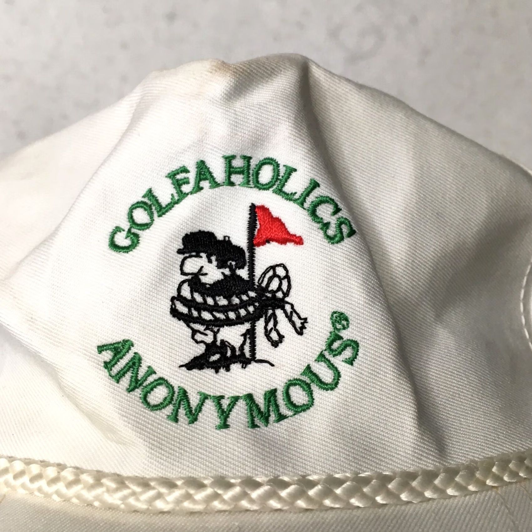 Vintage VINTAGE 90s GOLFAHOLICS ANONYMOUS CAP HAT Mens White adjustable Size ONE SIZE - 3 Thumbnail