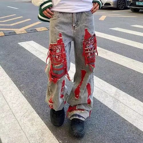 Japanese Brand Haruno x Kamon High Street Vintage Ripped Loose Jeans Size US 32 / EU 48 - 2 Thumbnail