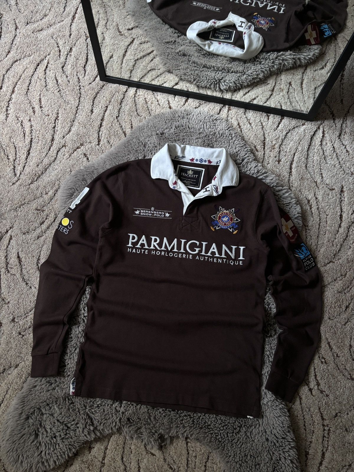 Hackett Parmigiani Polo Club Rugby brown long sleeve