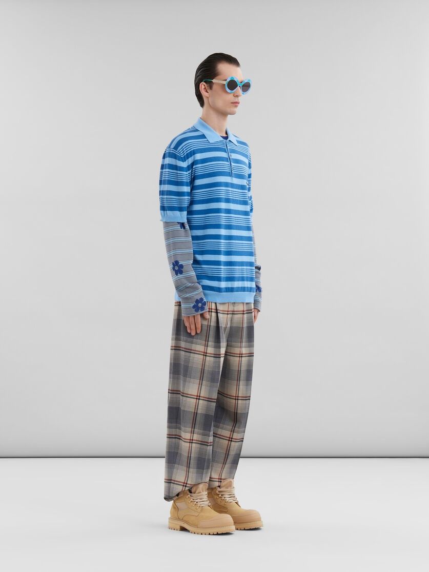 Marni o1w1db11025 Viscose Striped Jumper With Floral Motif in Blue Size US M / EU 48-50 / 2 - 5 Thumbnail