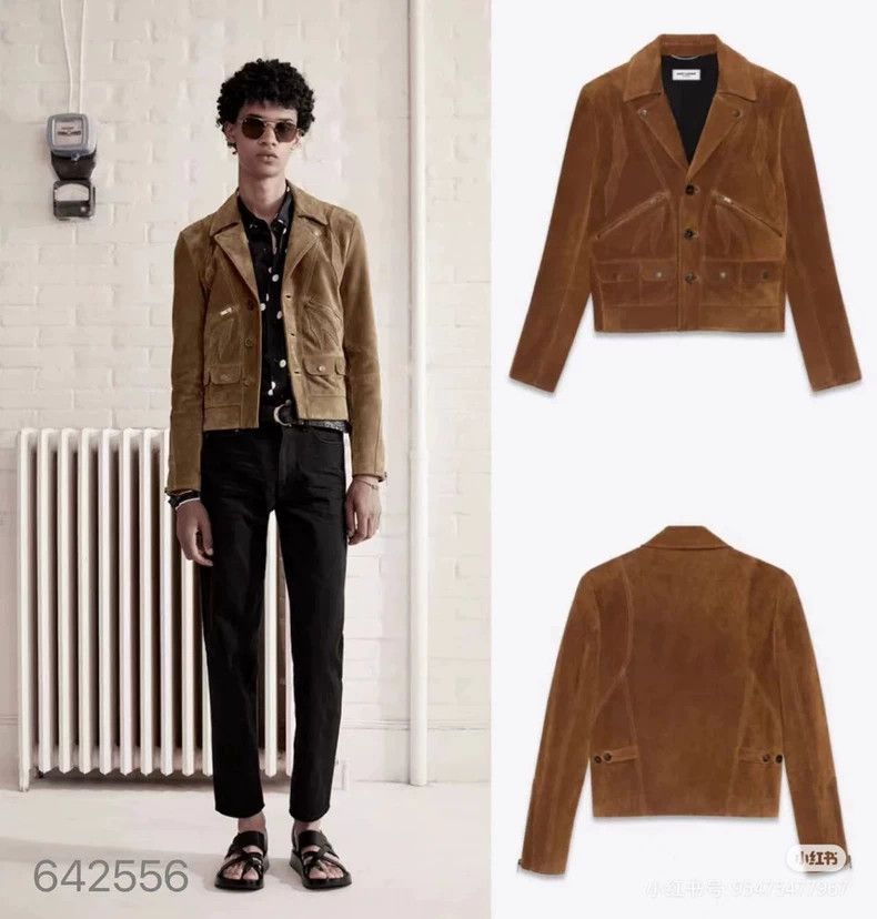 Saint Laurent Paris Saint Laurent Paris 20ss Blue Cow Carved Biker Jacket 2505- Size US L / EU 52-54 / 3 - 9 Thumbnail