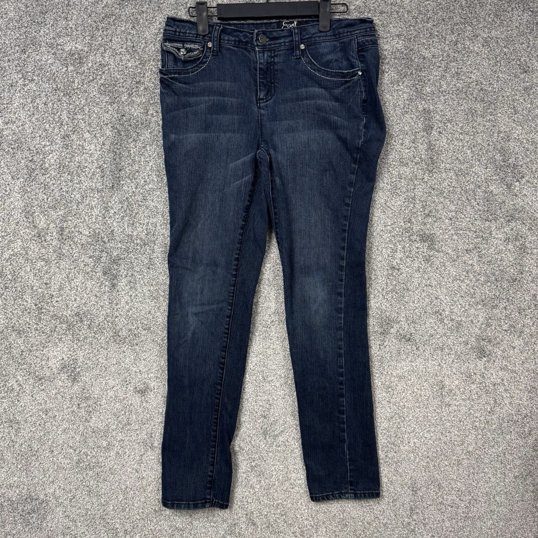 Vintage VINTAGE Earl Jeans Jeans 6 Skinny Dark Wash Embellished Retro Y2K Western Glam Edgy Cowboy 31W 29.5in Mid Rise 5-Pocket Blue Womens Shirt? Size 28" / US 6 / IT 42 - 2 Thumbnail