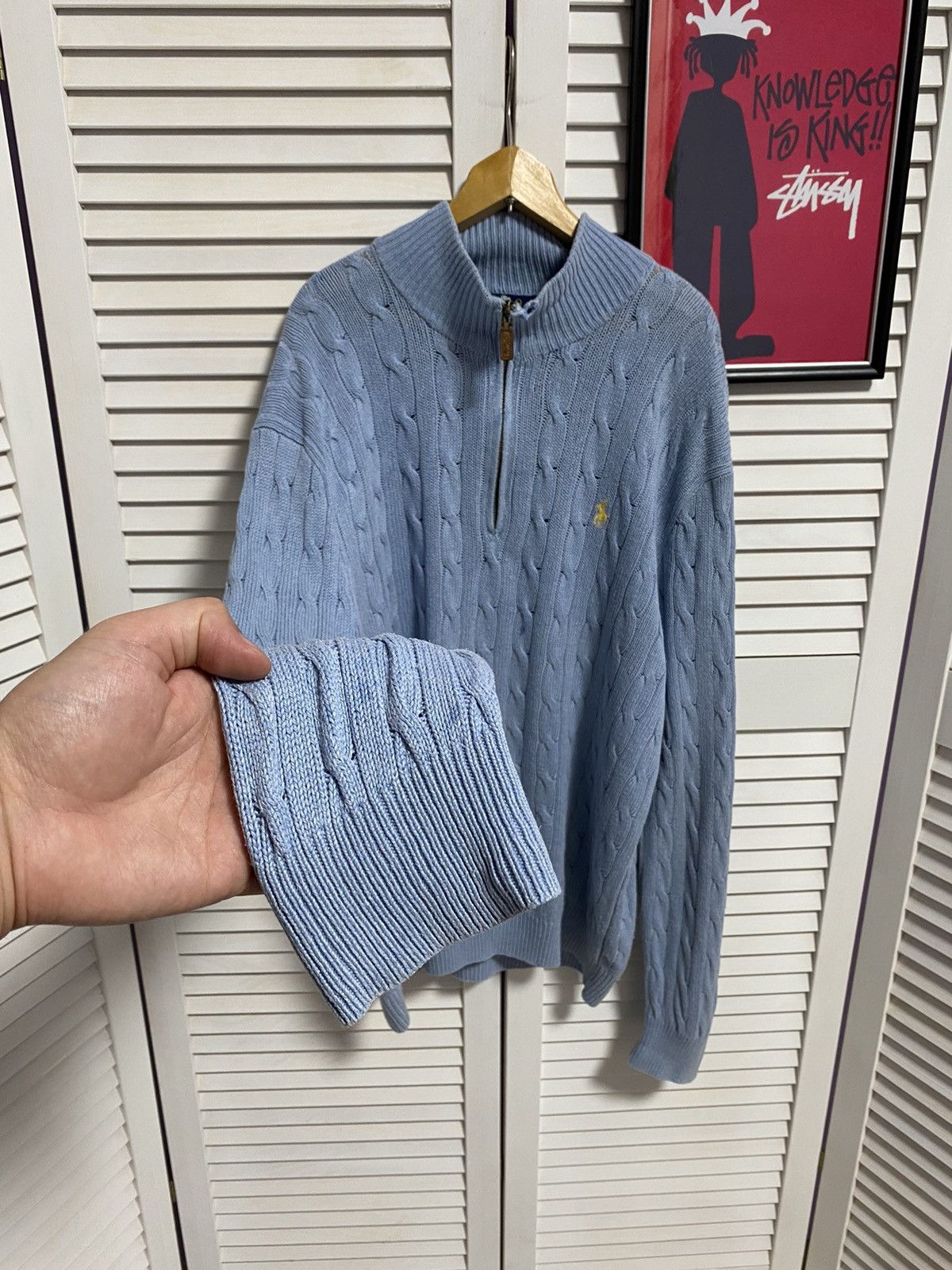 Polo Ralph Lauren Polo Ralph Lauren Cable Knit Half Zip Sweater Blue Preppy Size US L / EU 52-54 / 3 - 2 Thumbnail