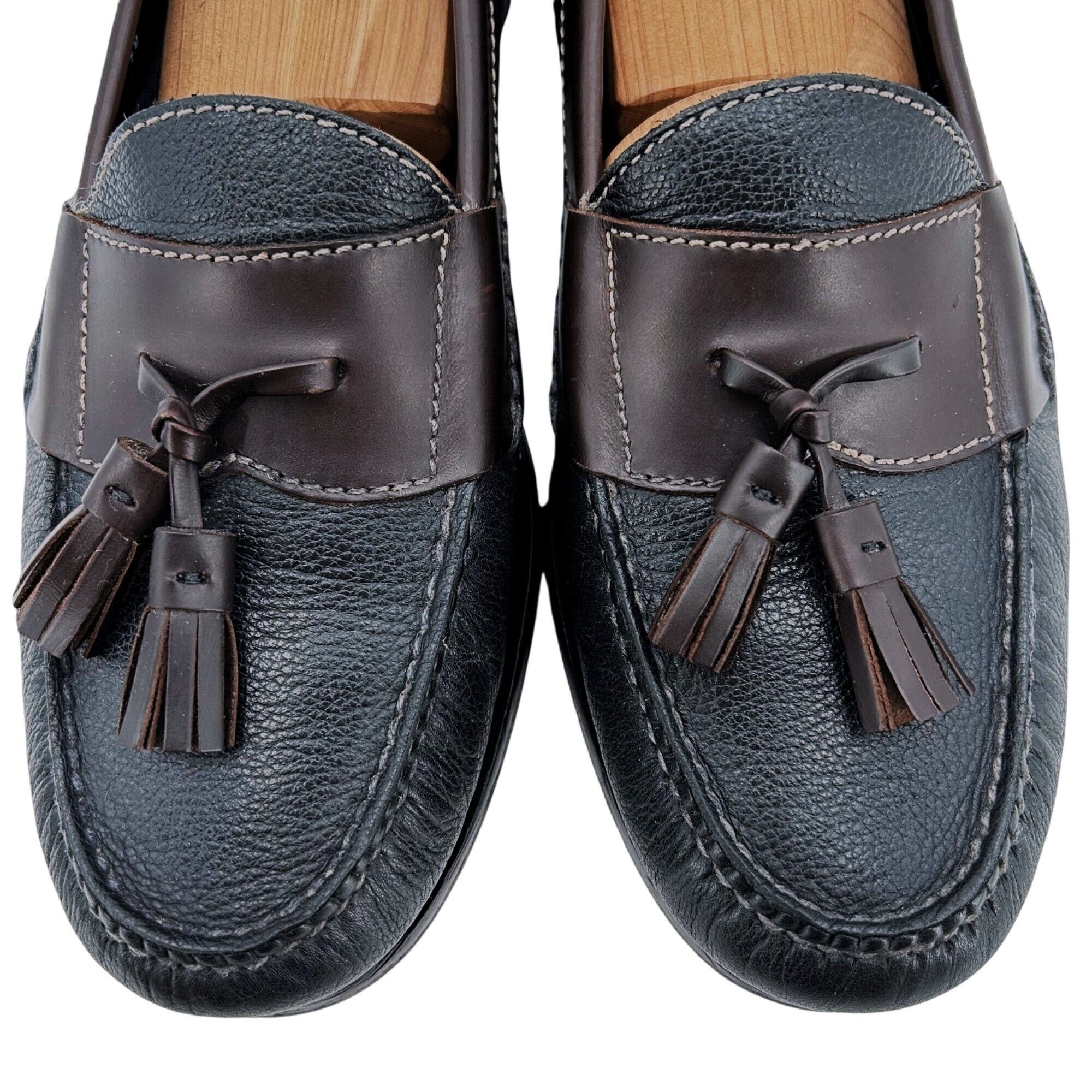 Cole Haan Cole Haan Men's 10D Black Brown Pebble Leather Pinch Tassel Size US 10 / EU 43 - 2 Thumbnail