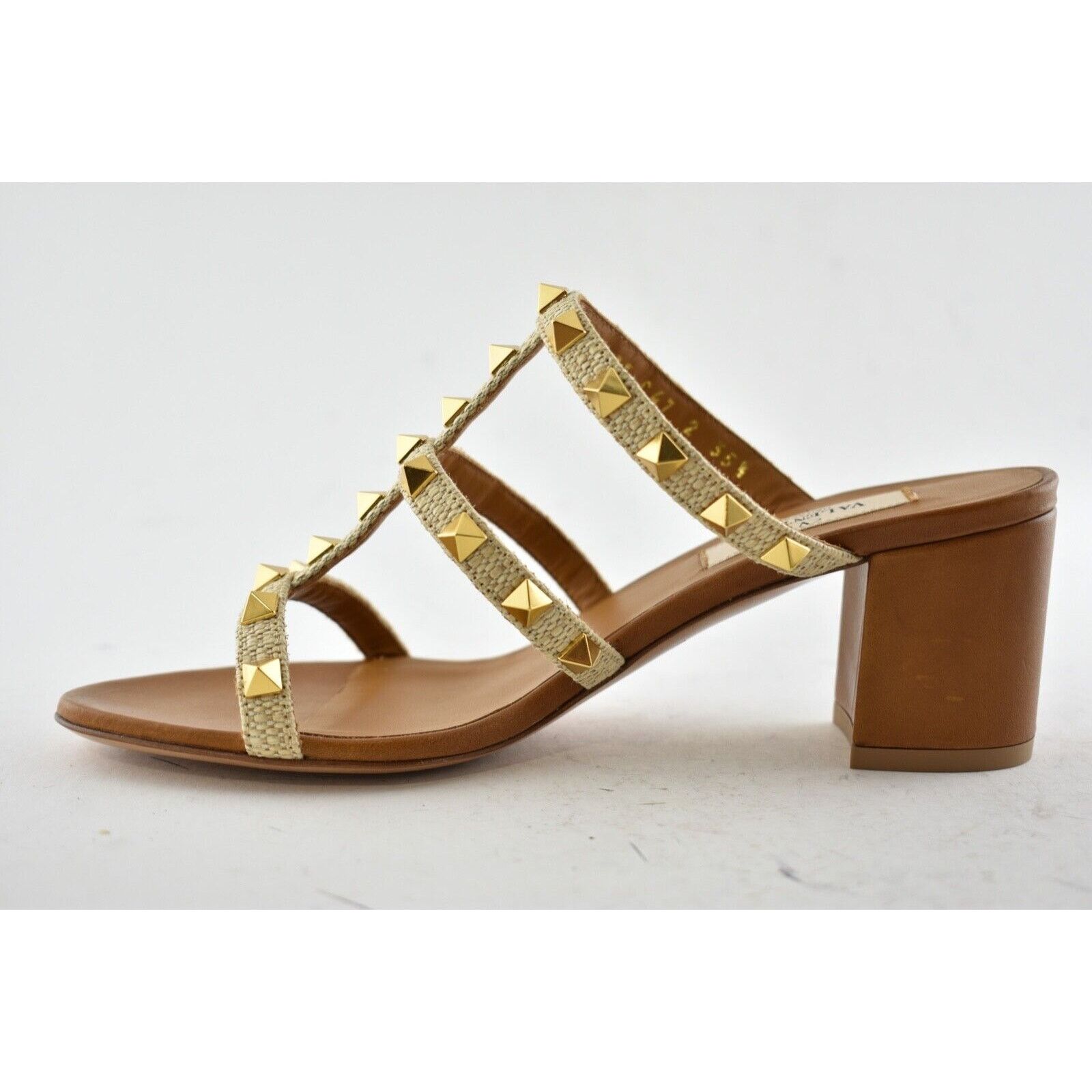 Valentino Valentino Rockstud City Slide 60mm Brown Mule Caged Size US 6 / IT 36 - 9 Thumbnail