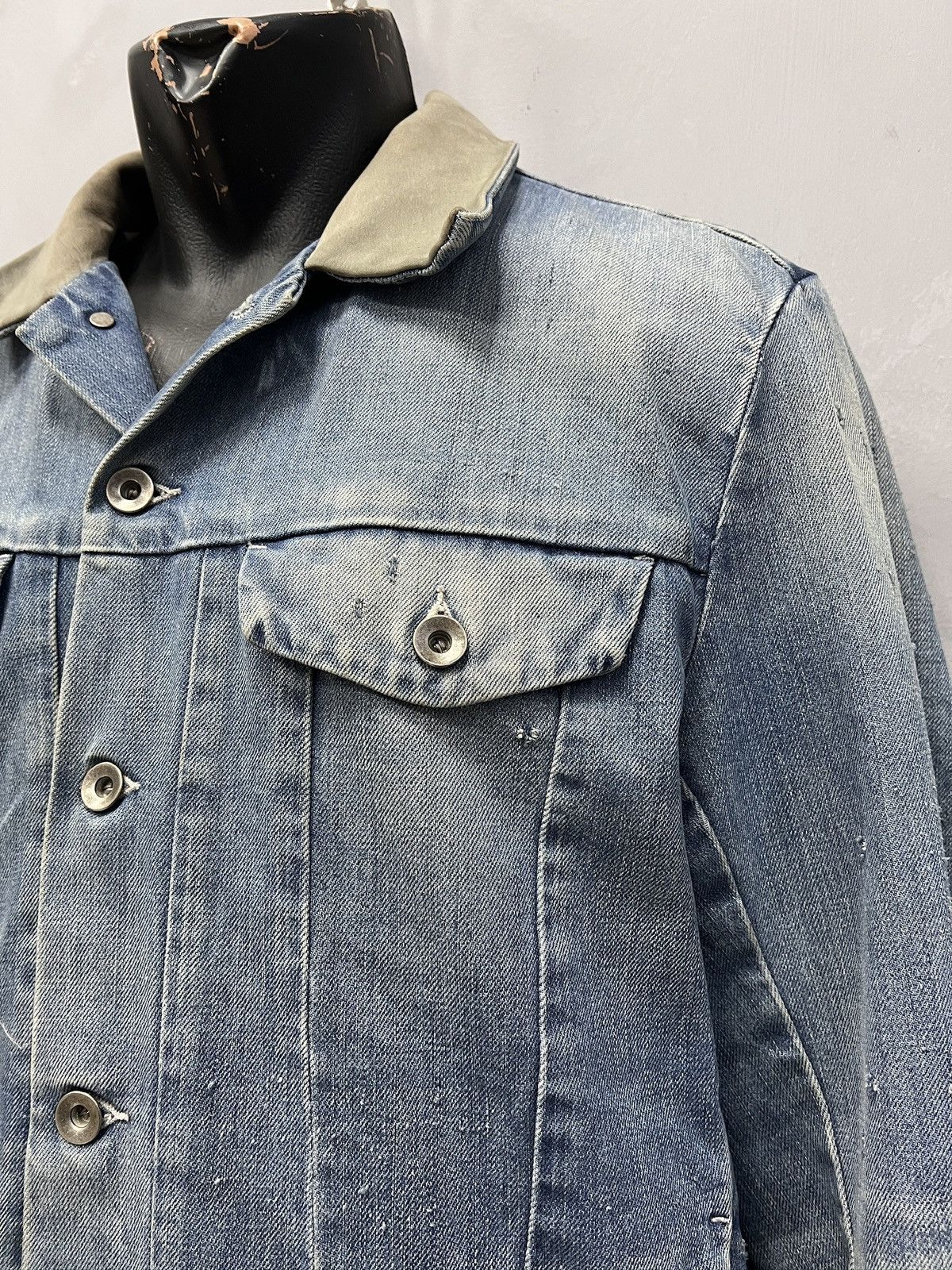 Diesel Diesel leather collar denim distressed trucker jacket y2k Size US M / EU 48-50 / 2 - 3 Thumbnail