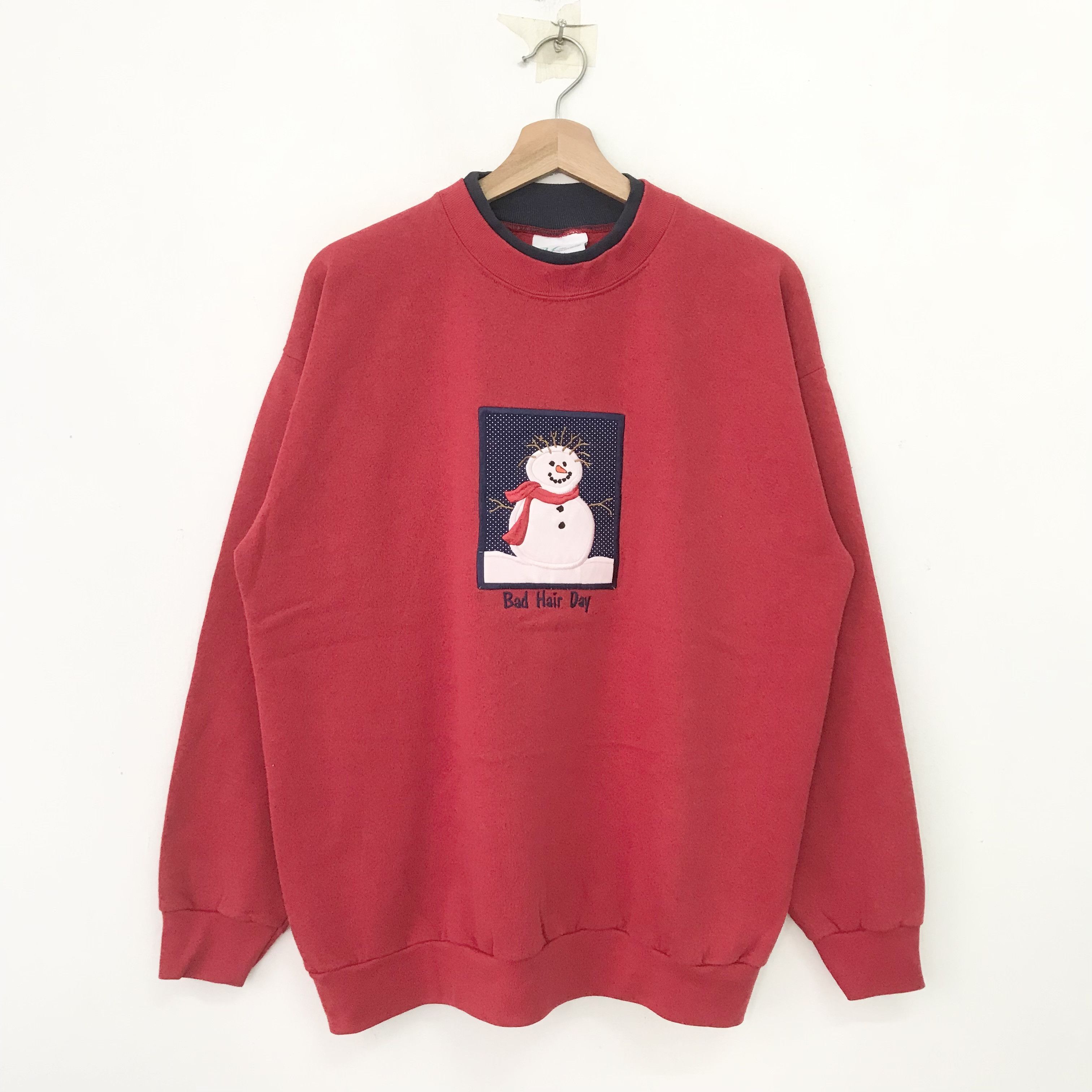 Japanese Brand Vintage Snowman Graphic Red Sweatshirt-63 Size US XL / EU 56 / 4 - 1 Thumbnail