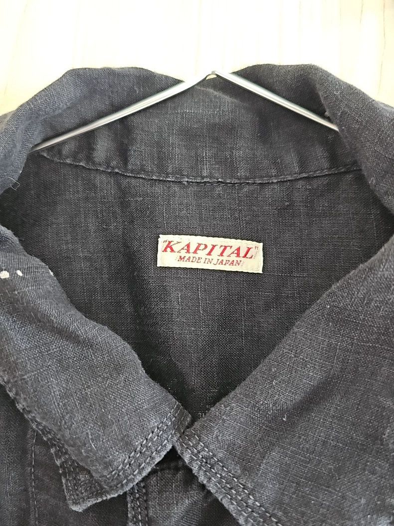 Kapital Kapital 21-year-old black linen short-sleeved shirt 2505-Ne Size US L / EU 52-54 / 3 - 3 Thumbnail