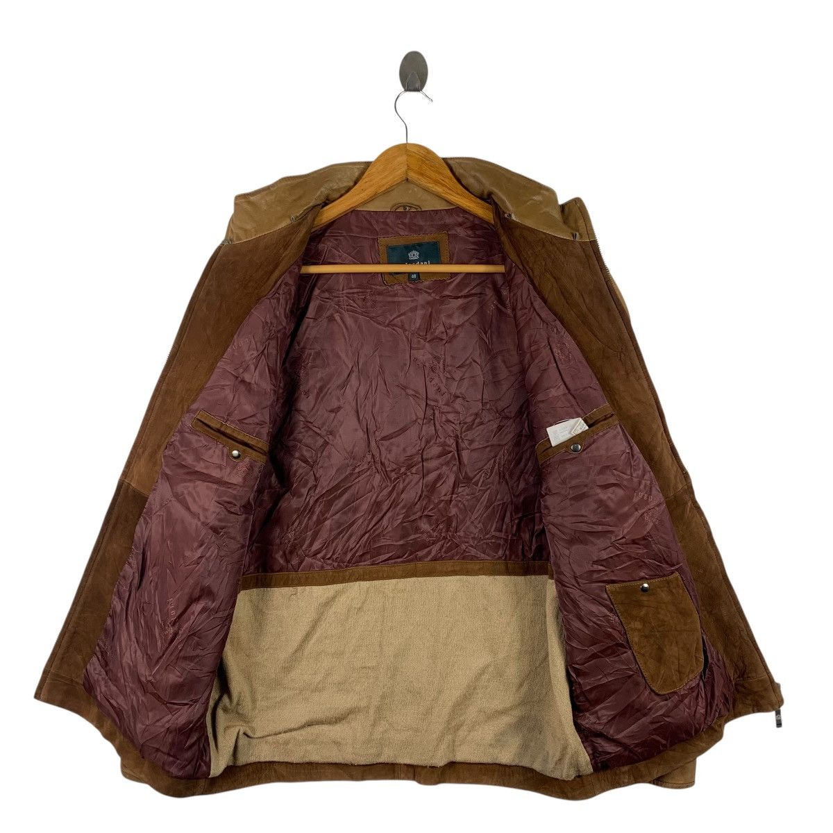 Vintage A JESDANI Italian Designer Brown Fleece Bomber Jacket Size US L / EU 52-54 / 3 - 3 Thumbnail