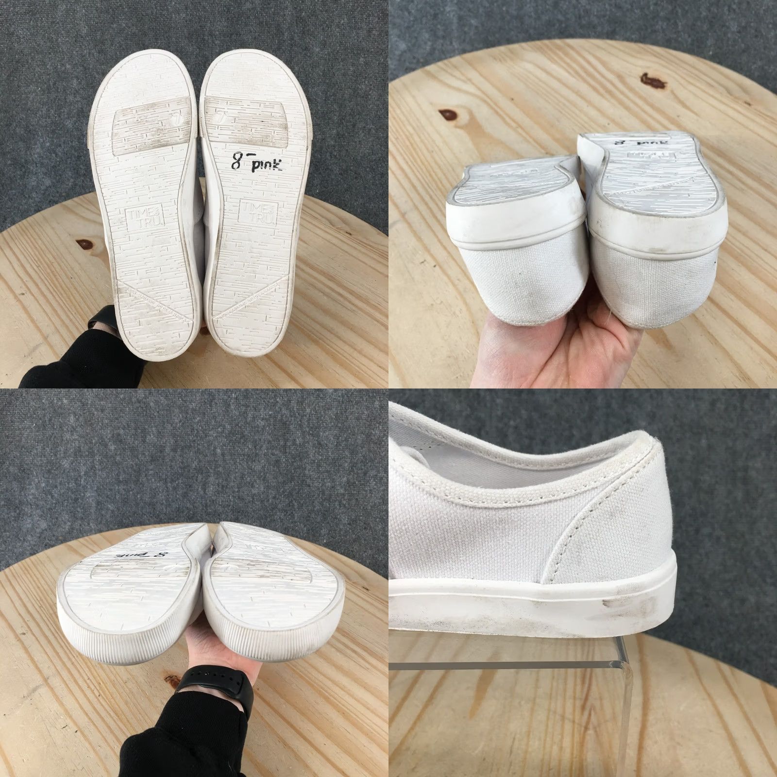 Vintage Time and Tru Shoes Womens White Casual Sneakers Canvas Round Toe Low Top Size M / US 6-8 / IT 42-44 - 8 Thumbnail