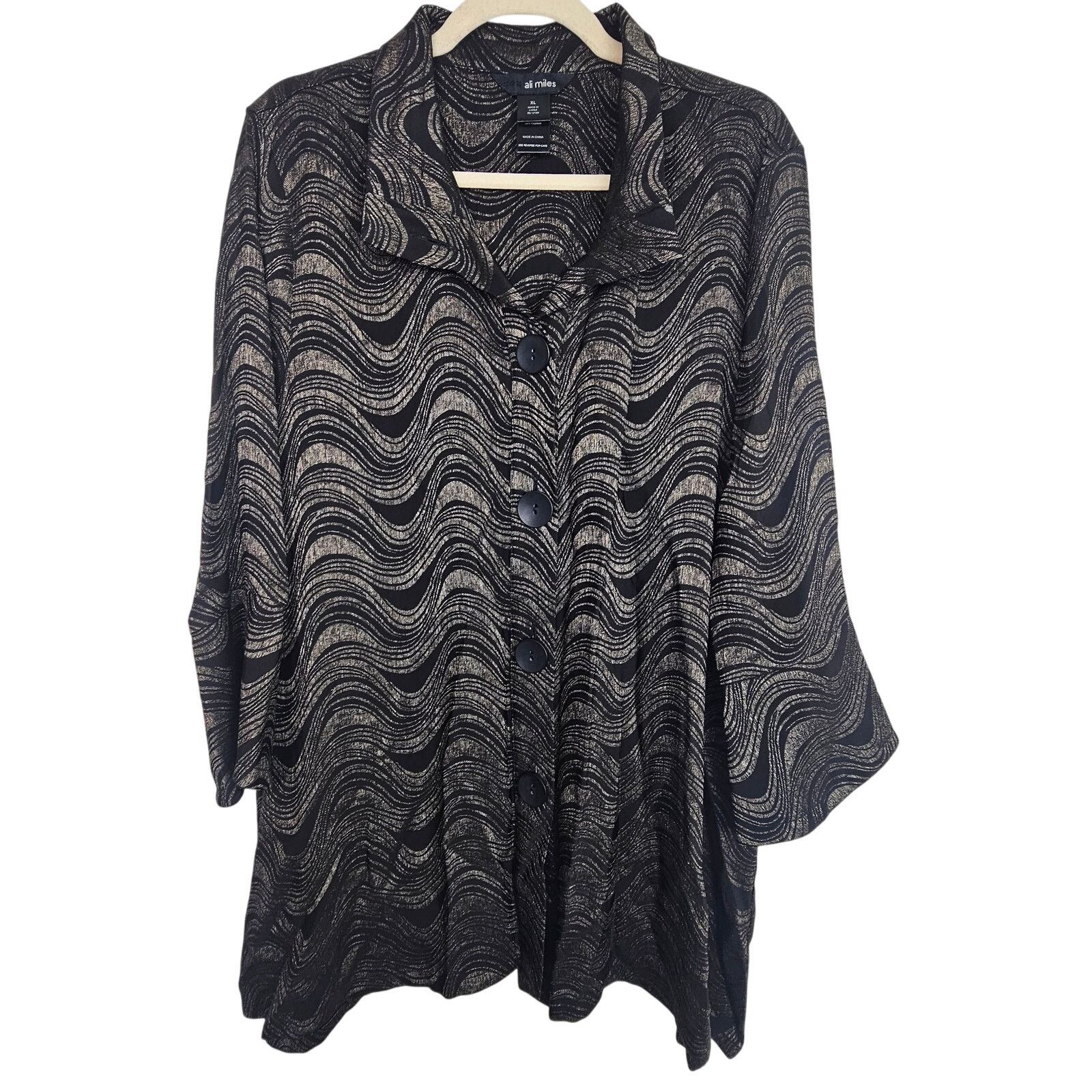 Miles New York Ali Miles Metallic Waves Jacket Top Sz XL Artsy Modern Chic Size XL / US 12-14 / IT 48-50 - 2 Thumbnail