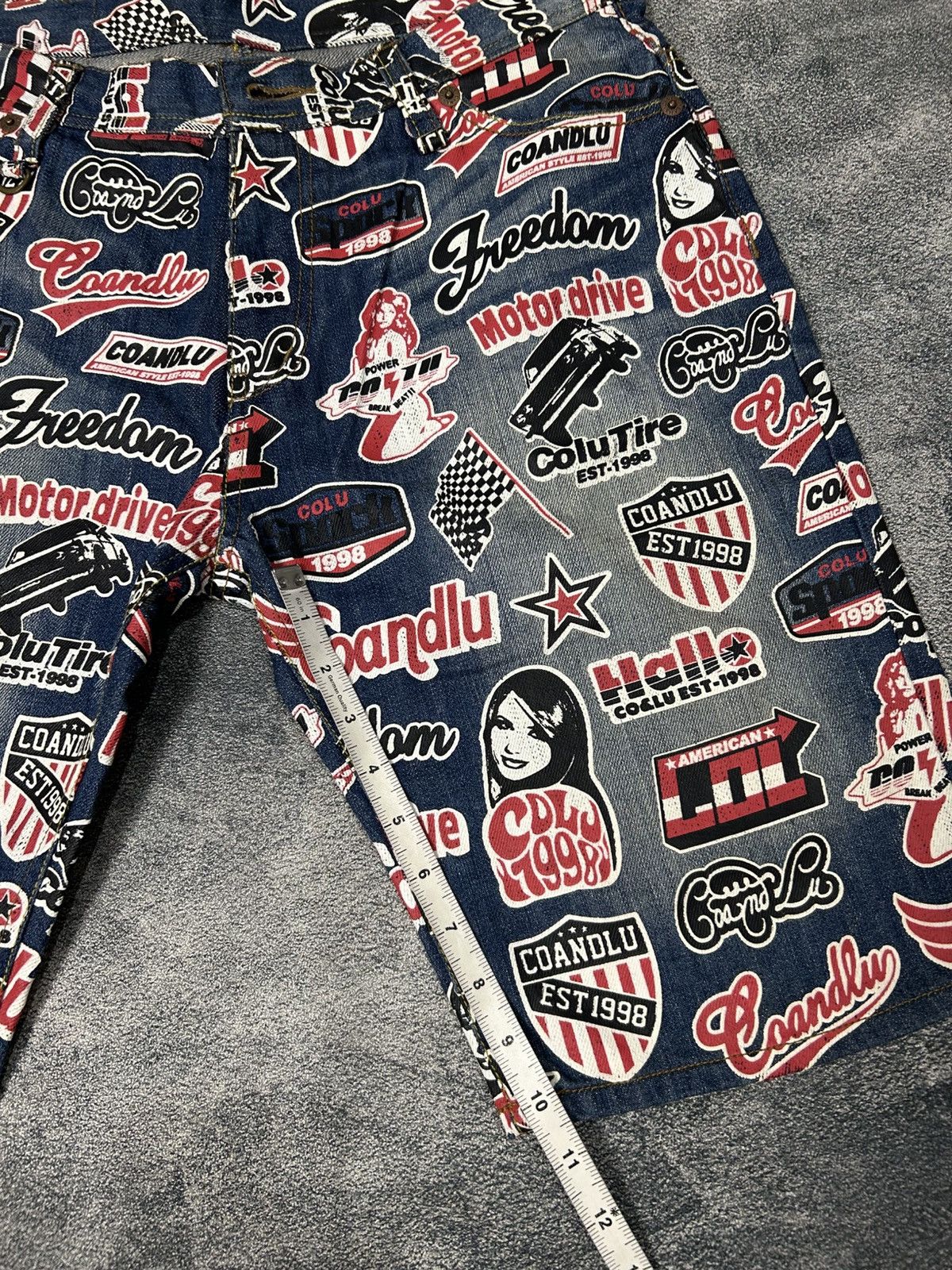 Japanese Brand Y2K CO&LU Hysteric Glamour style Denim Full Print Size US 33 - 18 Thumbnail