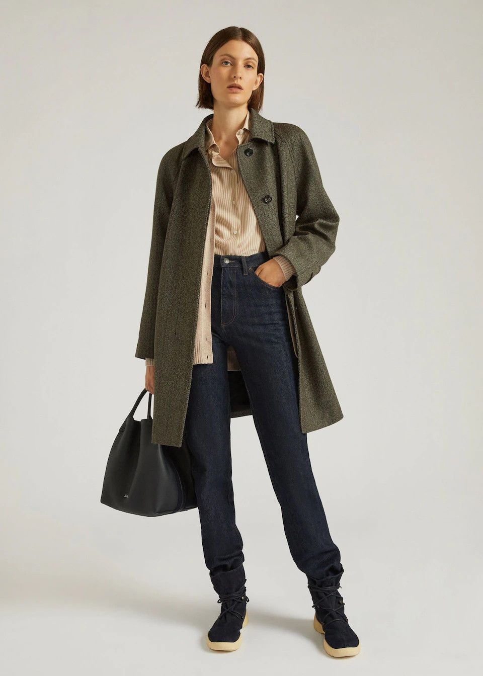Loro Piana o1srvl11e0824 Lars Cheviot Coat in Dark Green Size L / US 10 / IT 46 - 2 Thumbnail
