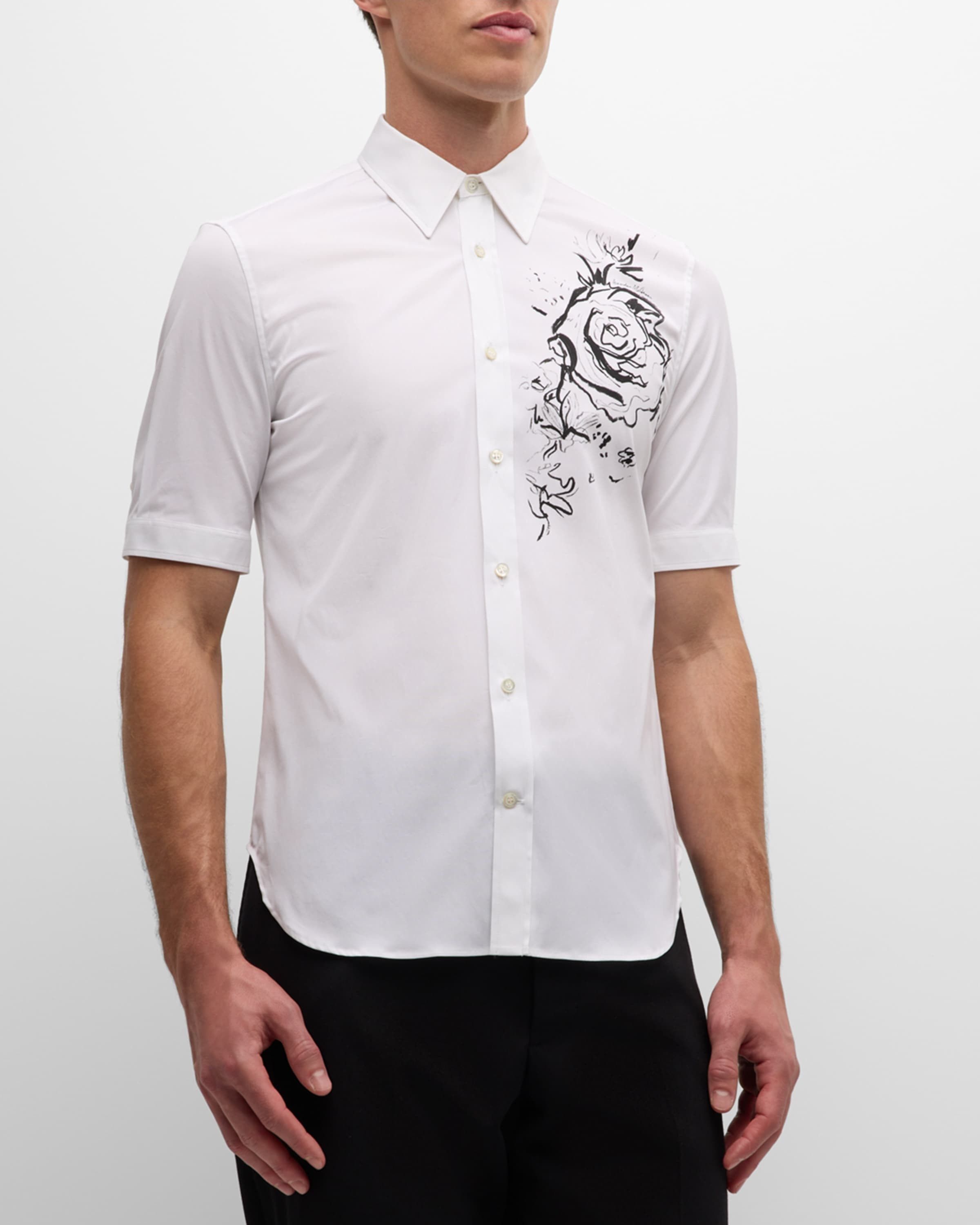 Alexander McQueen o1w1db10725 Wax Floral-Print Dress Shirt in White Size US L / EU 52-54 / 3 - 2 Thumbnail