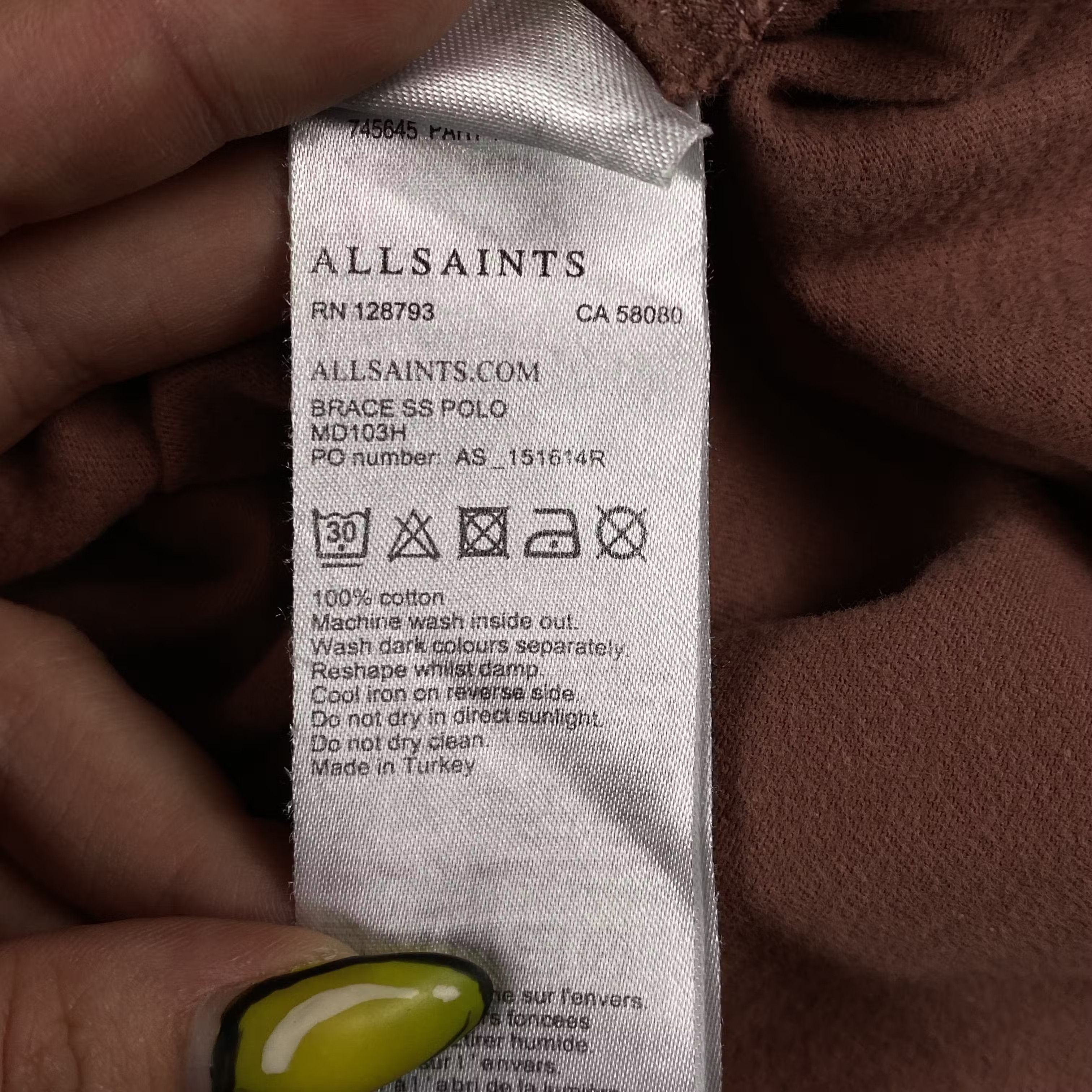Allsaints Mens Polo T-Shirt Allsaints Size M Size US M / EU 48-50 / 2 - 6 Thumbnail