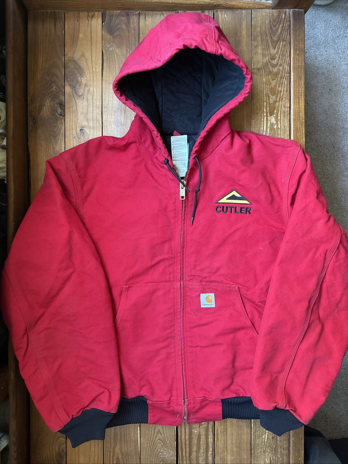 Carhartt Vintage 90s Carhartt J140 Red Hooded Work Jacket Size US L / EU 52-54 / 3 - 1 Thumbnail