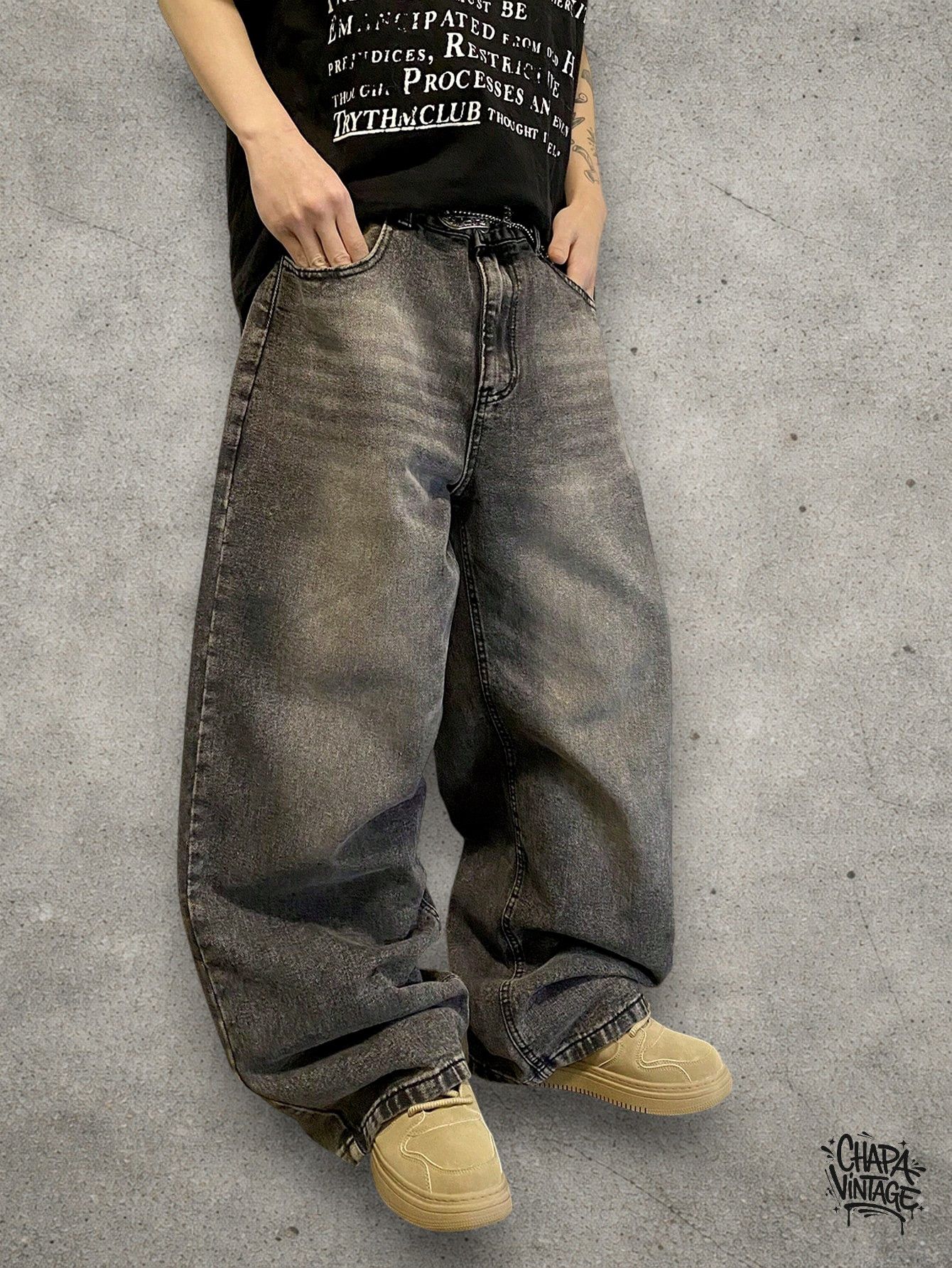 Vintage Baggy washed gray jeans Size US 32 / EU 48 - 1 Thumbnail