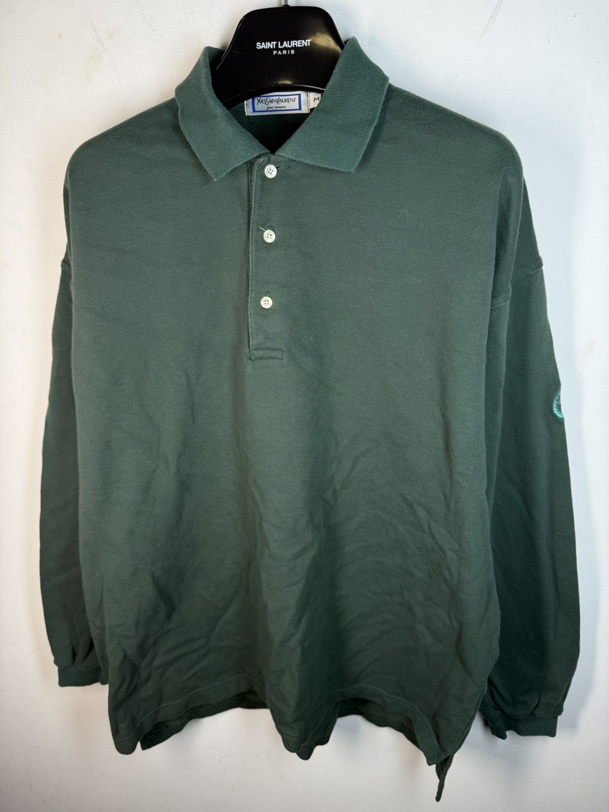 Yves Saint Laurent 90’s YSL Sweatshirt 1/4 Button Up Pique Sweater Vintage Rare Size US M / EU 48-50 / 2 - 15 Thumbnail