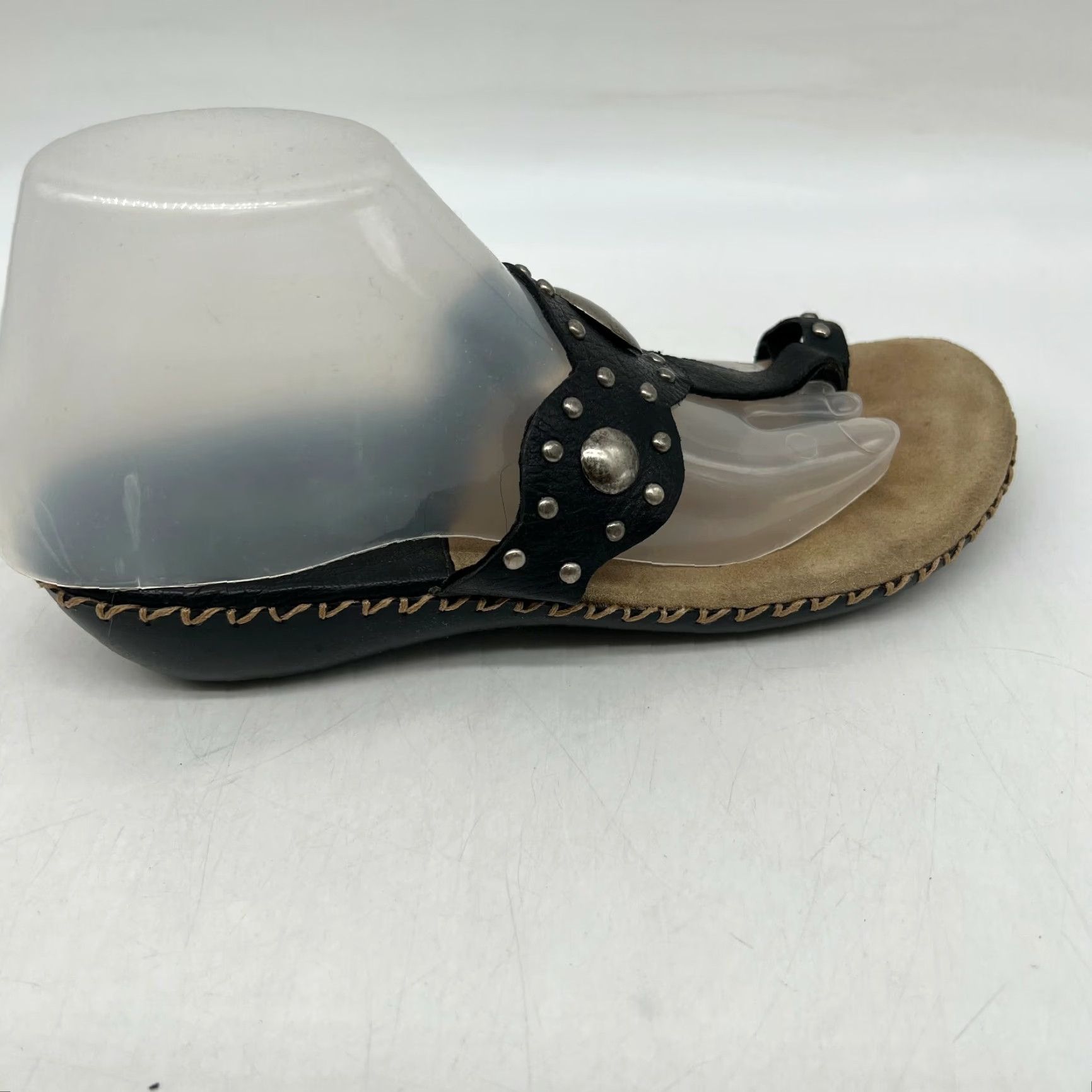 Vintage MIA Black Leather Thong Sandals Size 9 M Womens Casual Slip On Comfort Size US 9 / IT 39 - 3 Thumbnail
