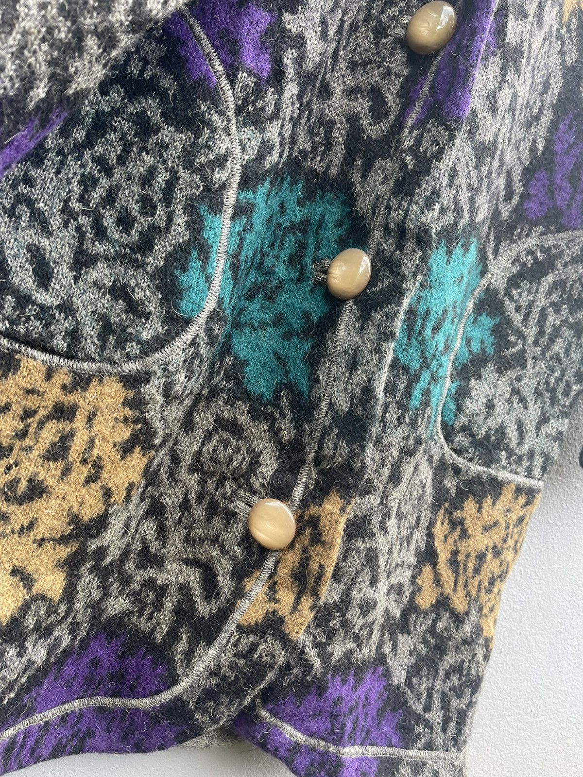 Designer Vintage Castleberry New York Wool Jacket Bold Floral Pattern Size L / US 10 / IT 46 - 5 Thumbnail