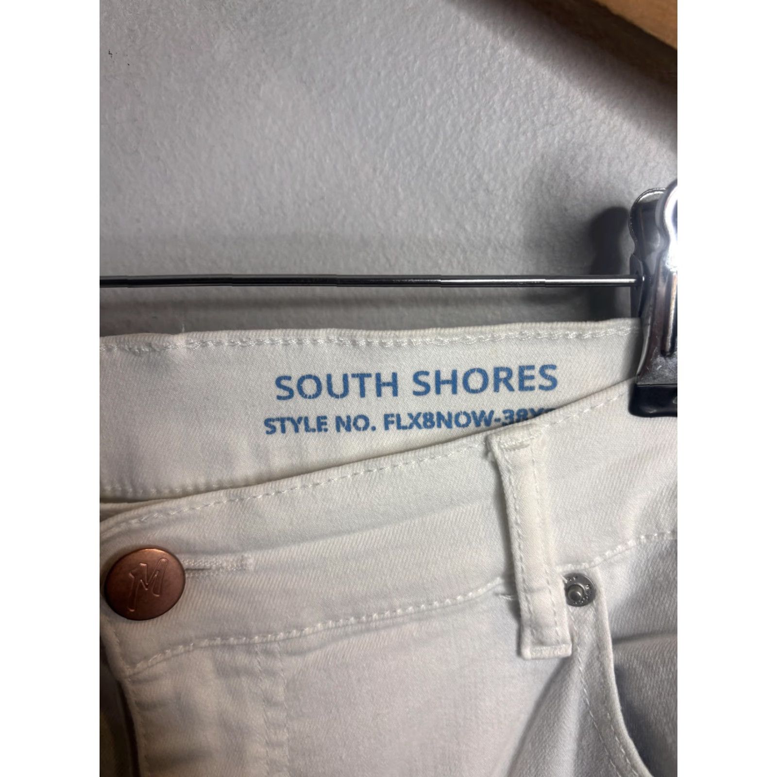 Denime Mugsy Jeans Mens 38x32 White Stretch Straight Denim Pants FLX8NOW Size US 38 / EU 54 - 3 Thumbnail