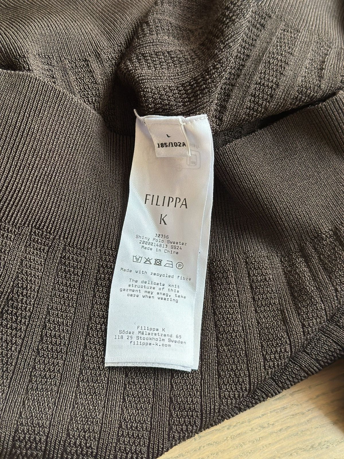 Filippa K Brown Shiny Sweater Polo Size US L / EU 52-54 / 3 - 5 Thumbnail