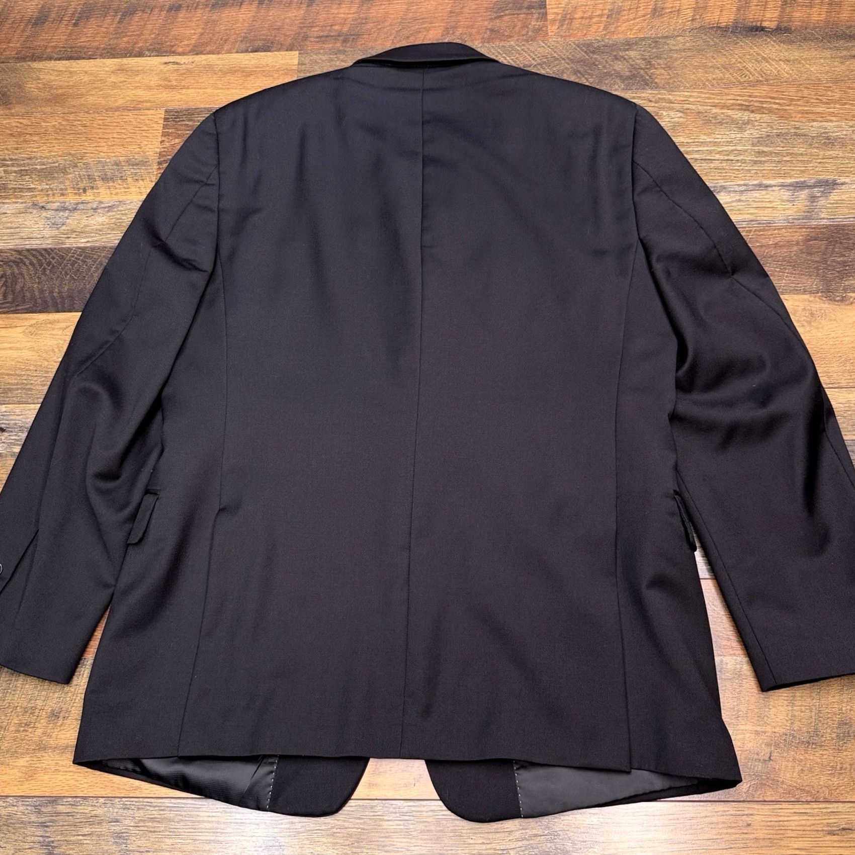 Tommy Hilfiger Tommy Hilfiger Suit Jacket 42R Black Blazer Wool Regular Mens Blazer 2-Button Notch Lapel, Double-Vented, Dry Clean Only, Solid, Vintage: No Size 42R - 2 Thumbnail