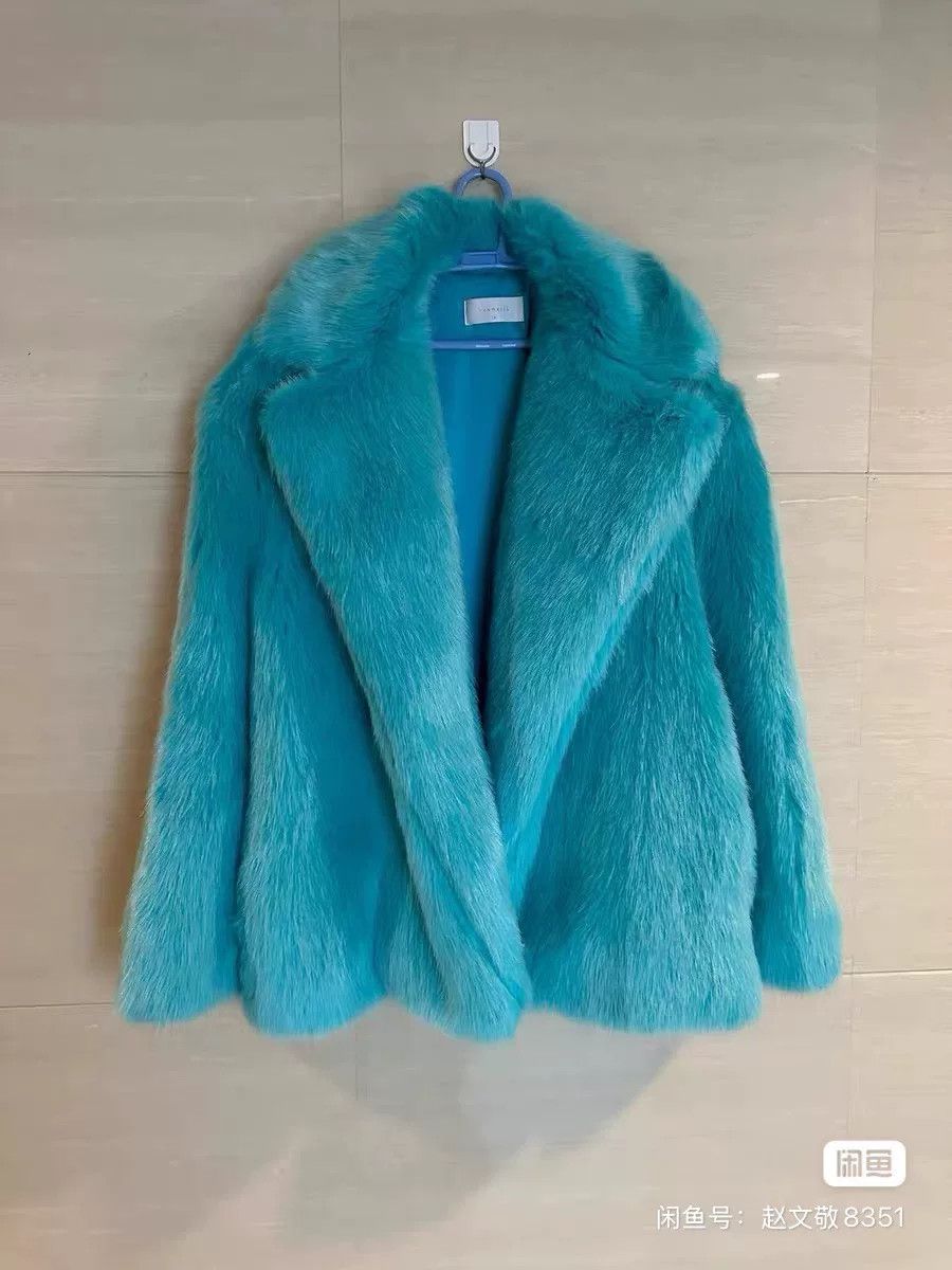 Other DINT Korean Blue Fur Coat Size M / US 6-8 / IT 42-44 - 1 Thumbnail