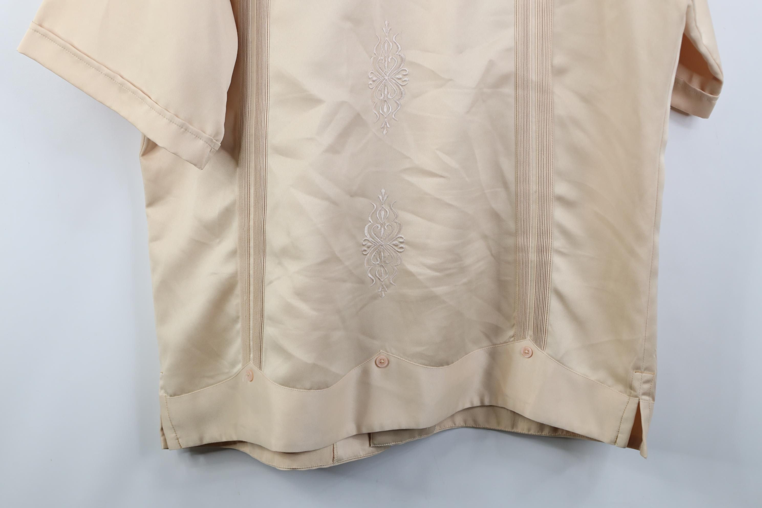 Vintage Vintage 90s Rockabilly Western Wedding Button Shirt Beige Size US XXL / EU 58 / 5 - 15 Thumbnail
