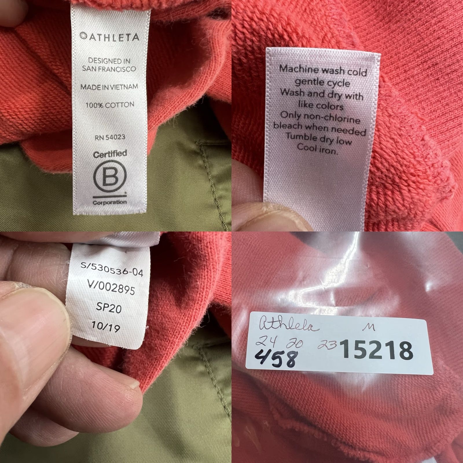 Athleta Athleta Hooded Sweatshirt Womens Size M Peach Orange Solid Logo Hoodie Open Back Pullover Knit 100% Cotton Athleta Activewear Women's Size M Size M / US 6-8 / IT 42-44 - 8 Thumbnail