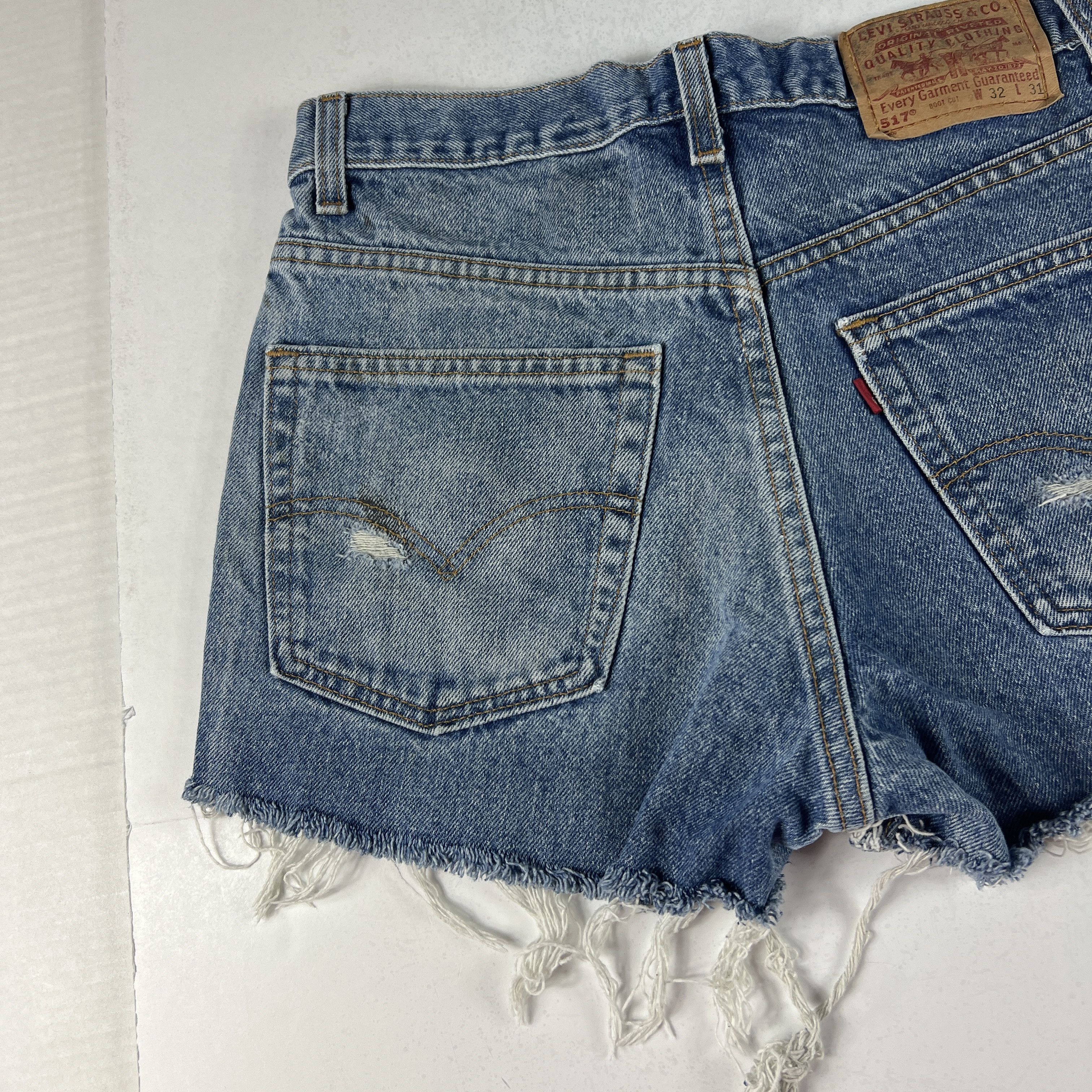 Levi's × Vintage VTG 90s Levi's Jean Shorts 517 Cut Off Thrashed Denim Jorts Size US 30 / EU 46 - 8 Thumbnail