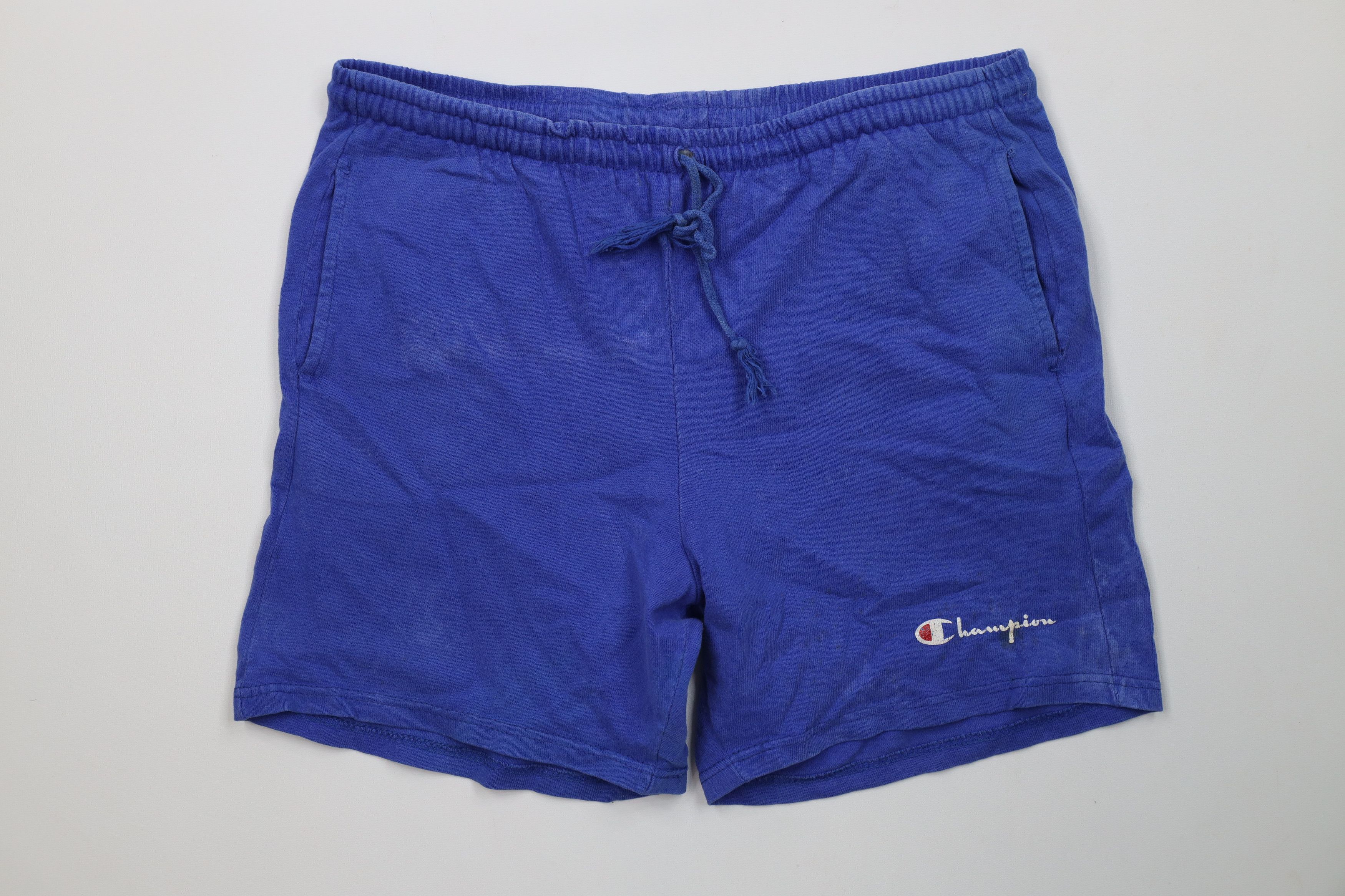Champion Vintage 90s Champion Spell Above Knee Shorts Blue Cotton USA Size US 32 / EU 48 - 1 Thumbnail